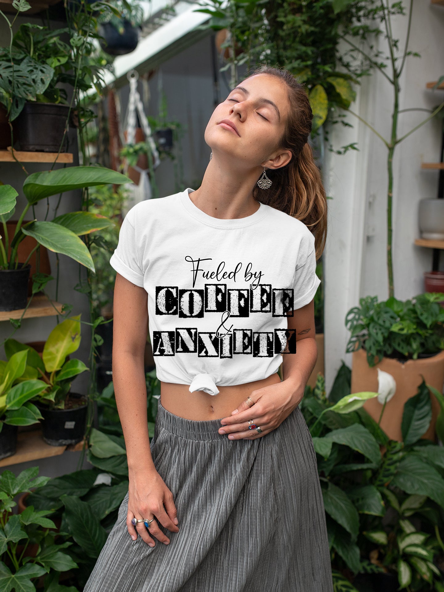 Fueled by coffee and Anxiety-Heavy Cotton Tee