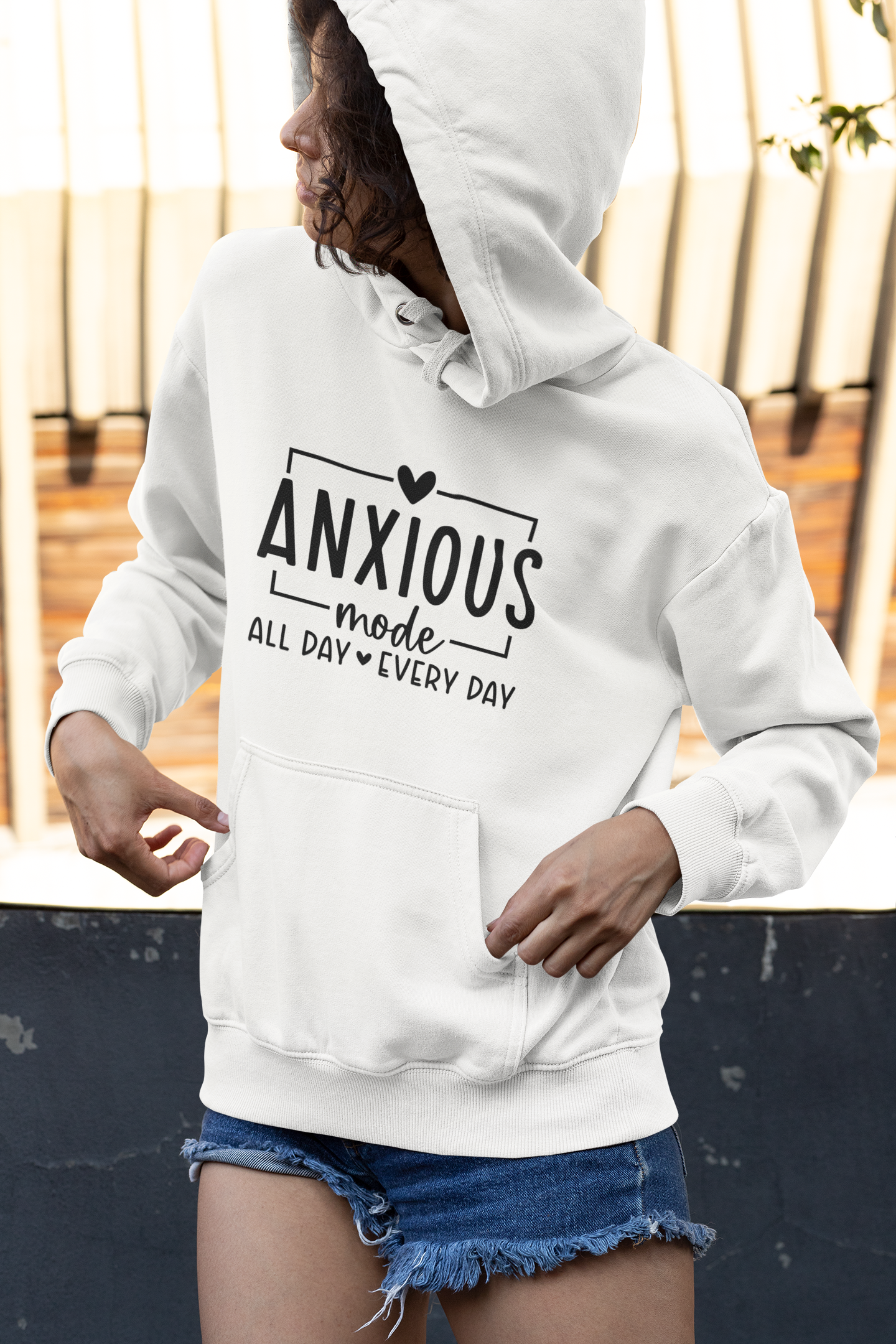 Anxious Mode-All Day-Every Day-Double Inhale-Unisex Heavy Blend™Hoodie