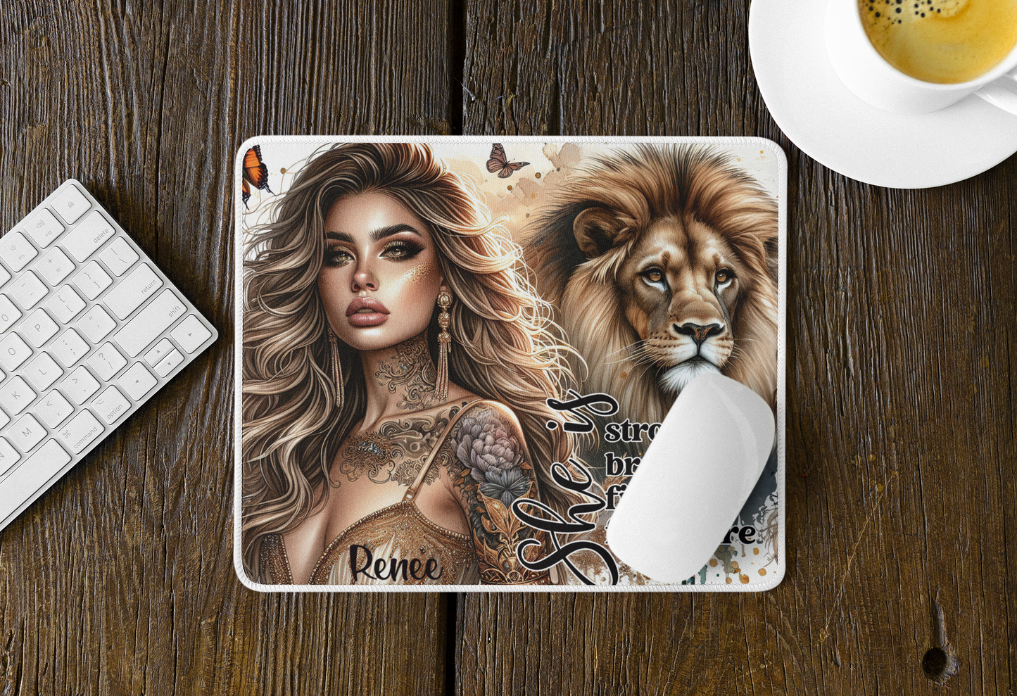 She is strong, brave, fierce-full of fire-Customisable-Mouse Pad (Rectangle)