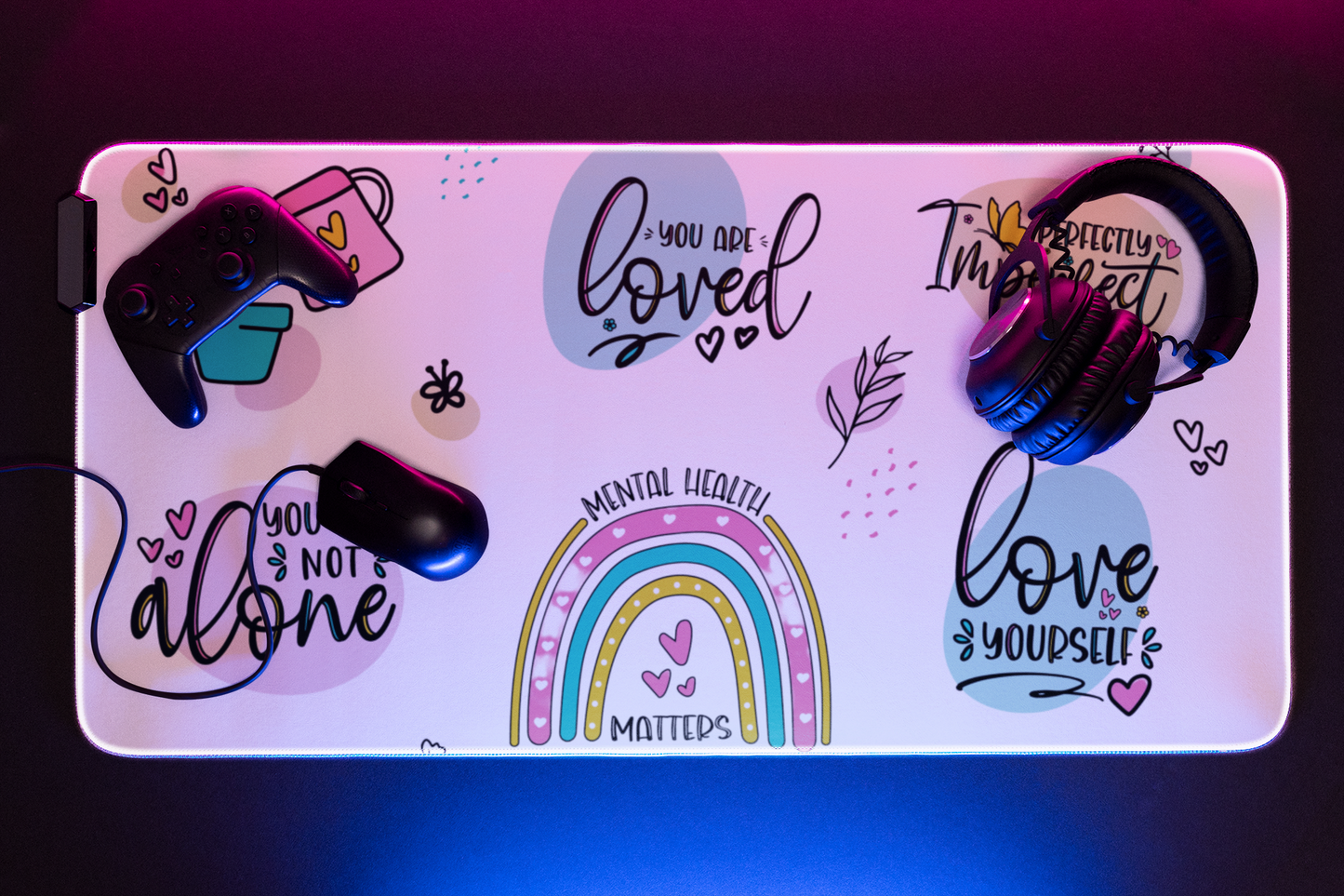 Personalized Mental Health Desk Mat - Inspiring Affirmations & Colorful Design