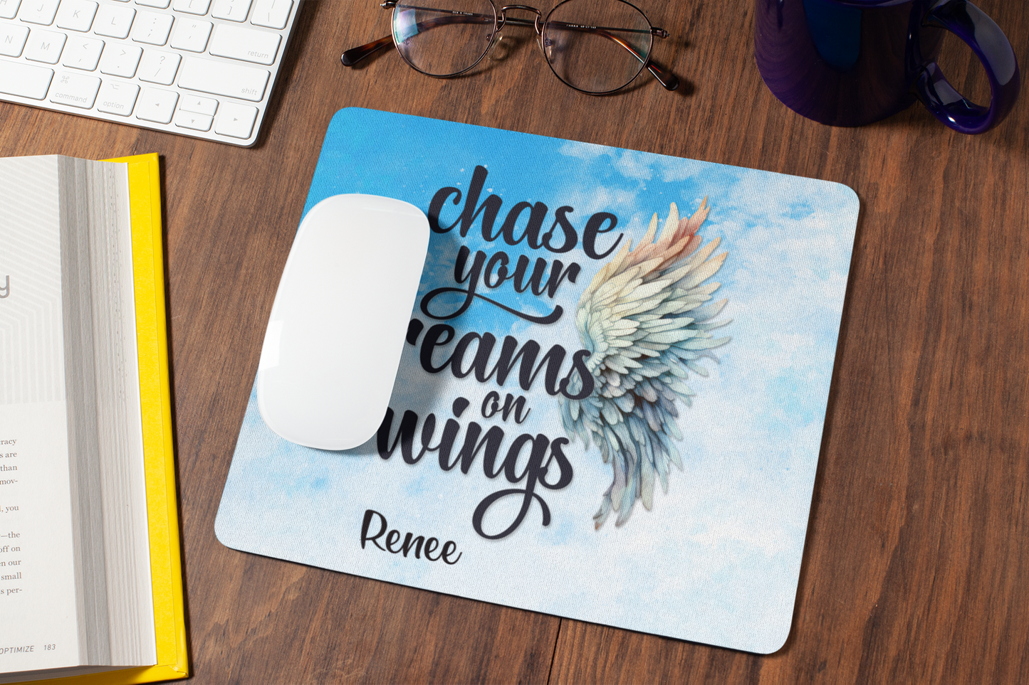 Chase your dreams on Wings -Mouse Pad-Customisable (Rectangle)
