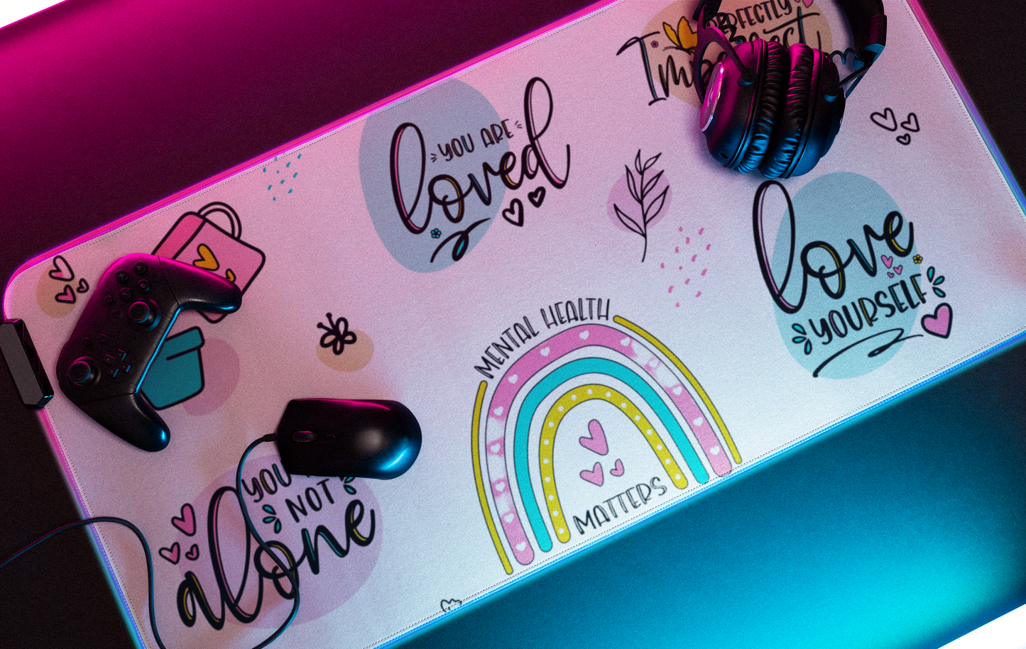 Personalized Mental Health Desk Mat - Inspiring Affirmations & Colorful Design