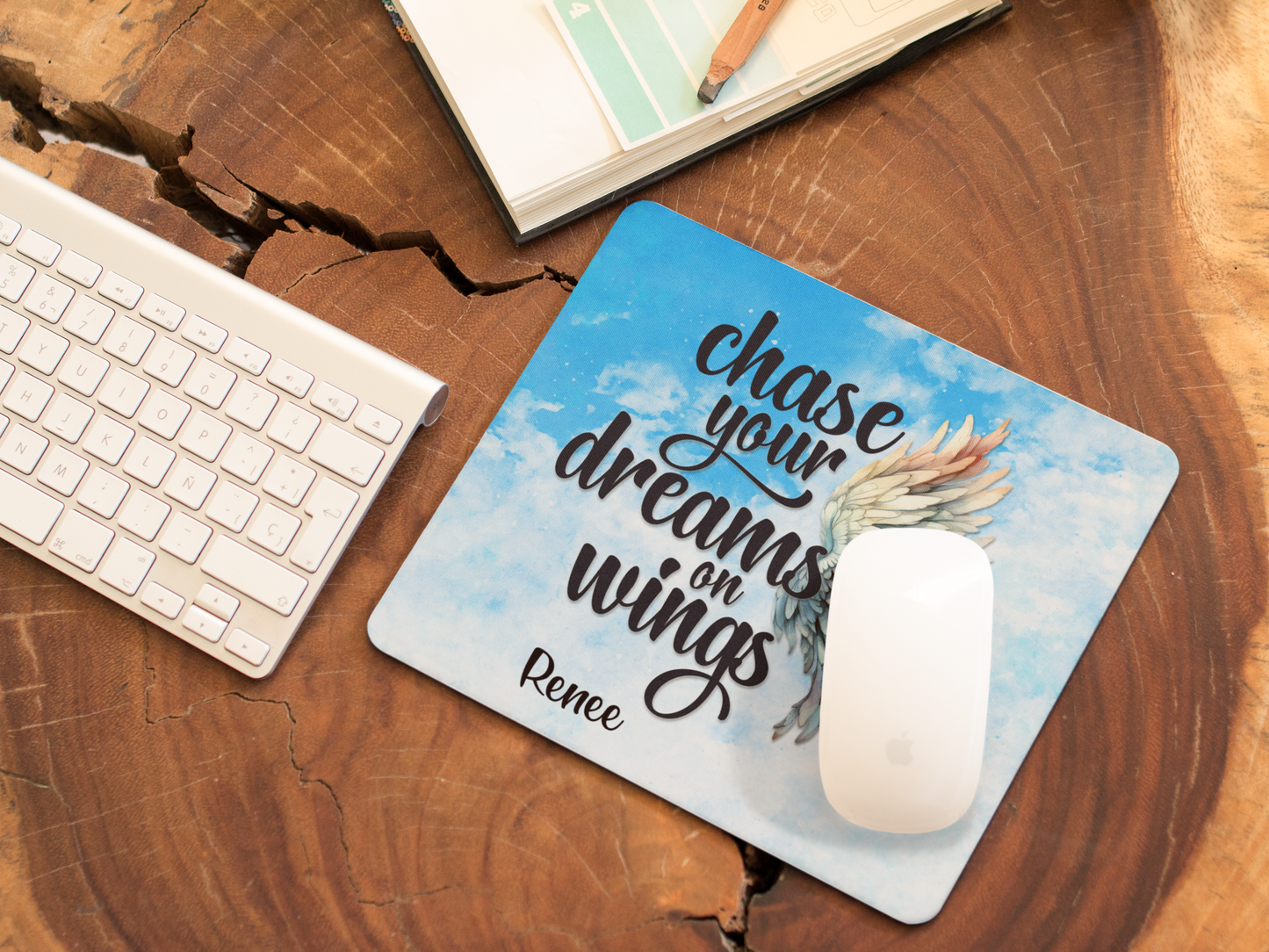 Chase your dreams on Wings -Mouse Pad-Customisable (Rectangle)