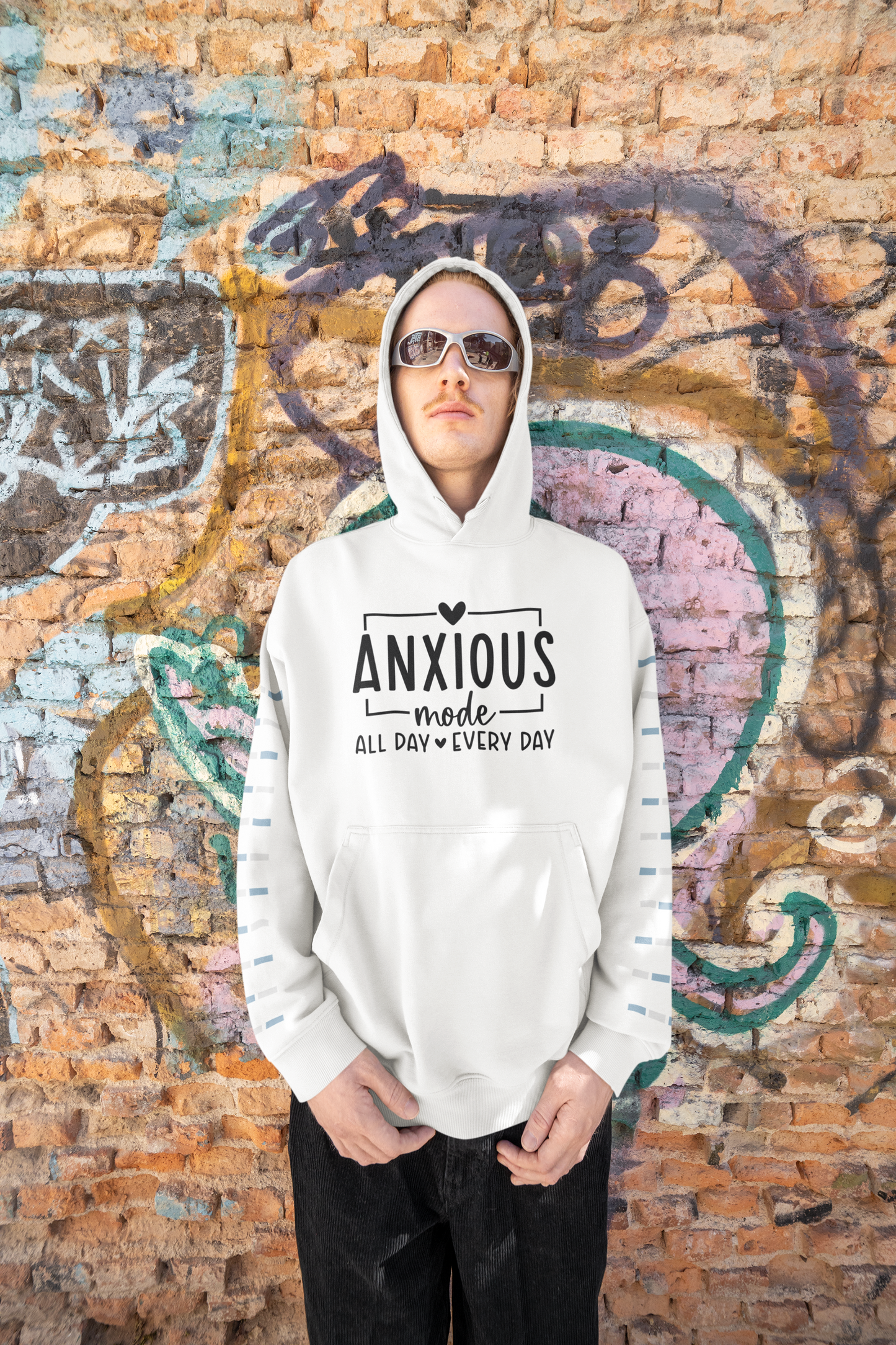 Anxious Mode-All Day-Every Day-Double Inhale-Unisex Heavy Blend™Hoodie