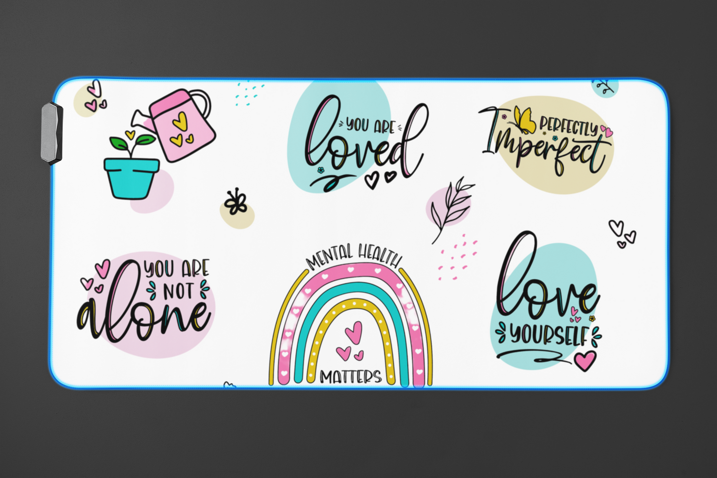 Personalized Mental Health Desk Mat - Inspiring Affirmations & Colorful Design