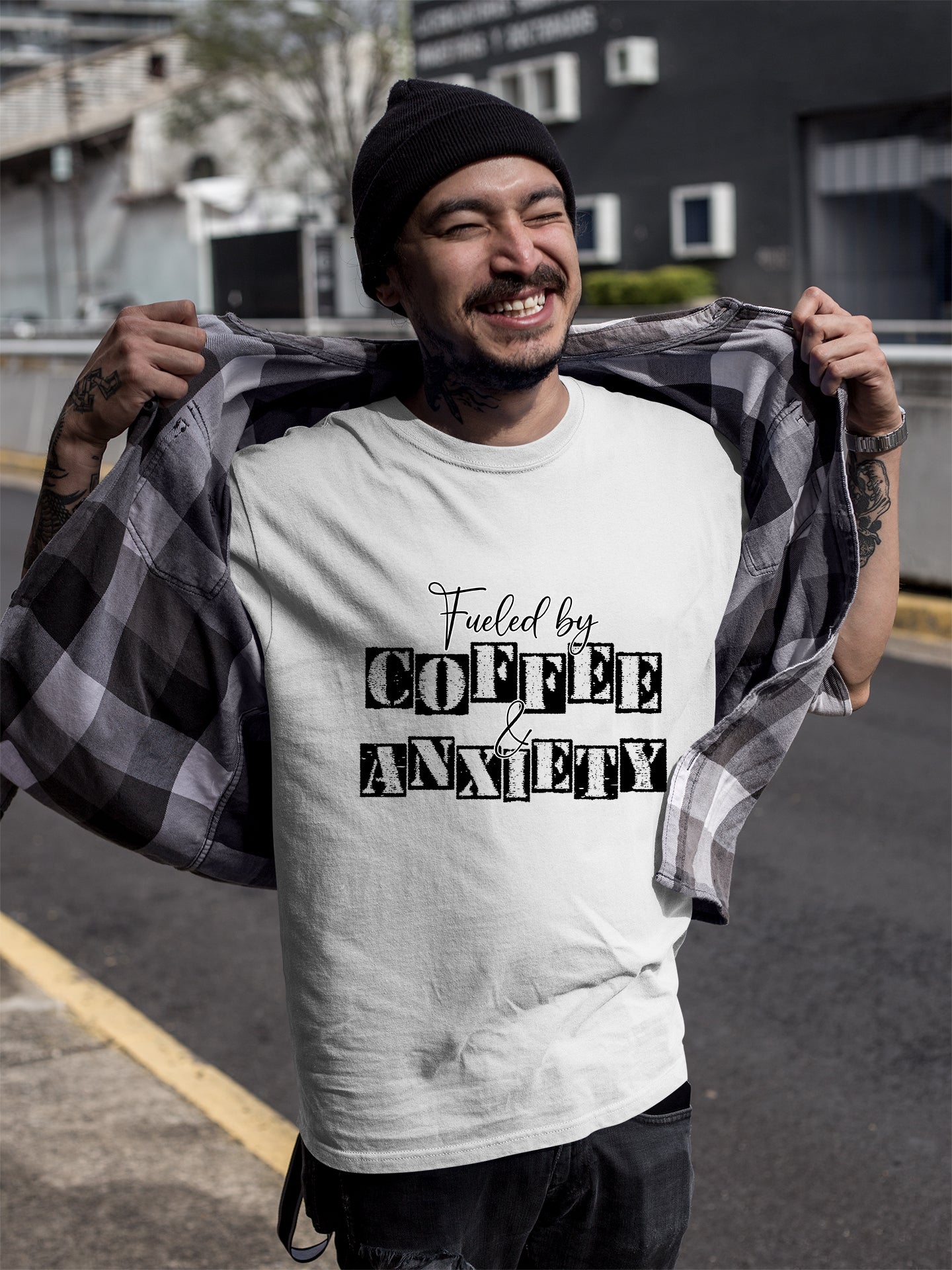 Fueled by coffee and Anxiety-Heavy Cotton Tee