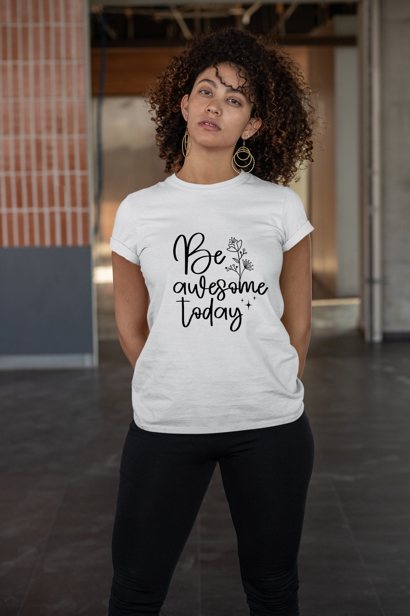 Inspirational Women's Midweight Cotton Tee - 'Be Awesome Today'
