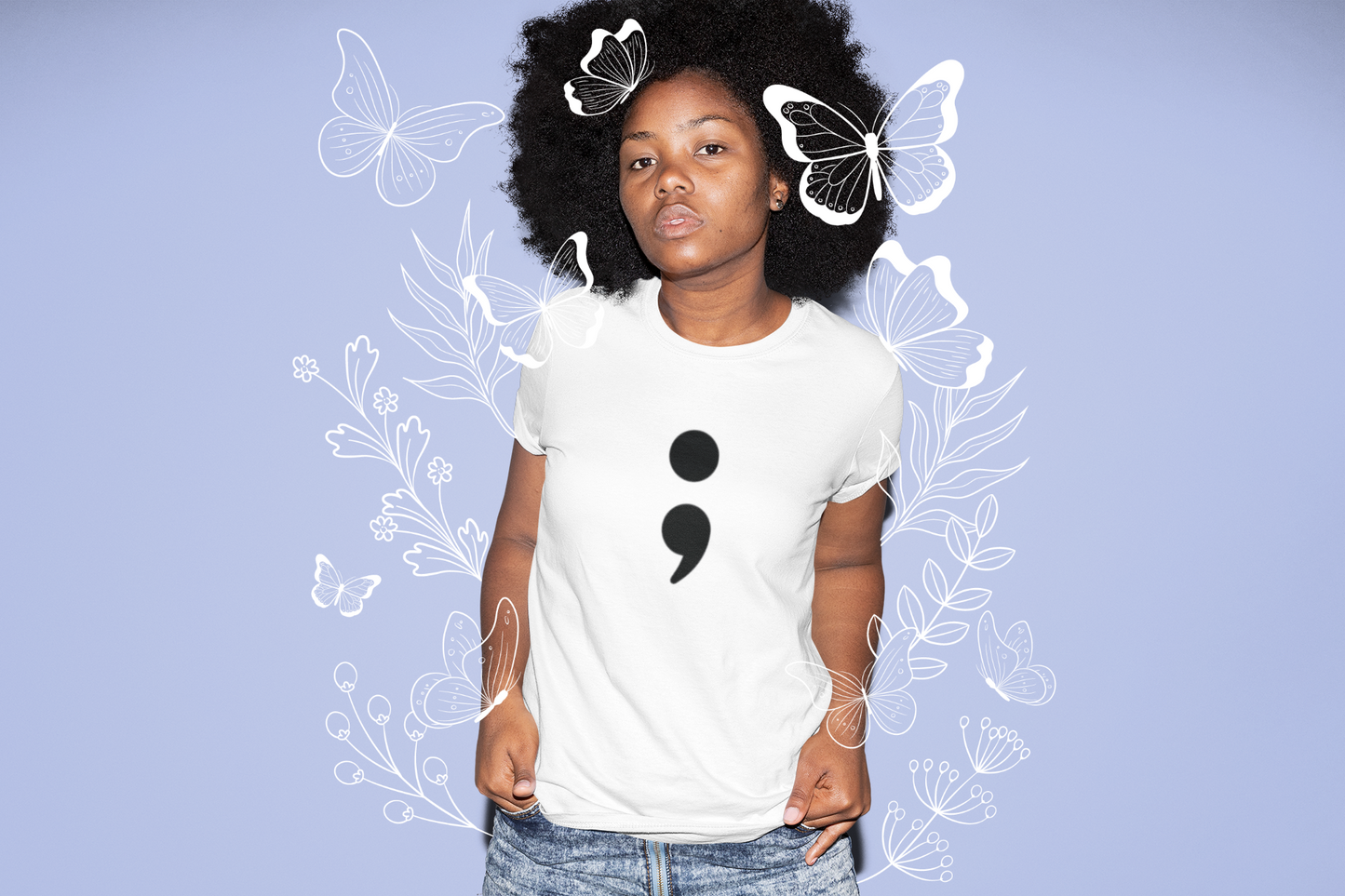 Semi Colon-Suicide Prevention Awareness-Heavy Cotton Tee