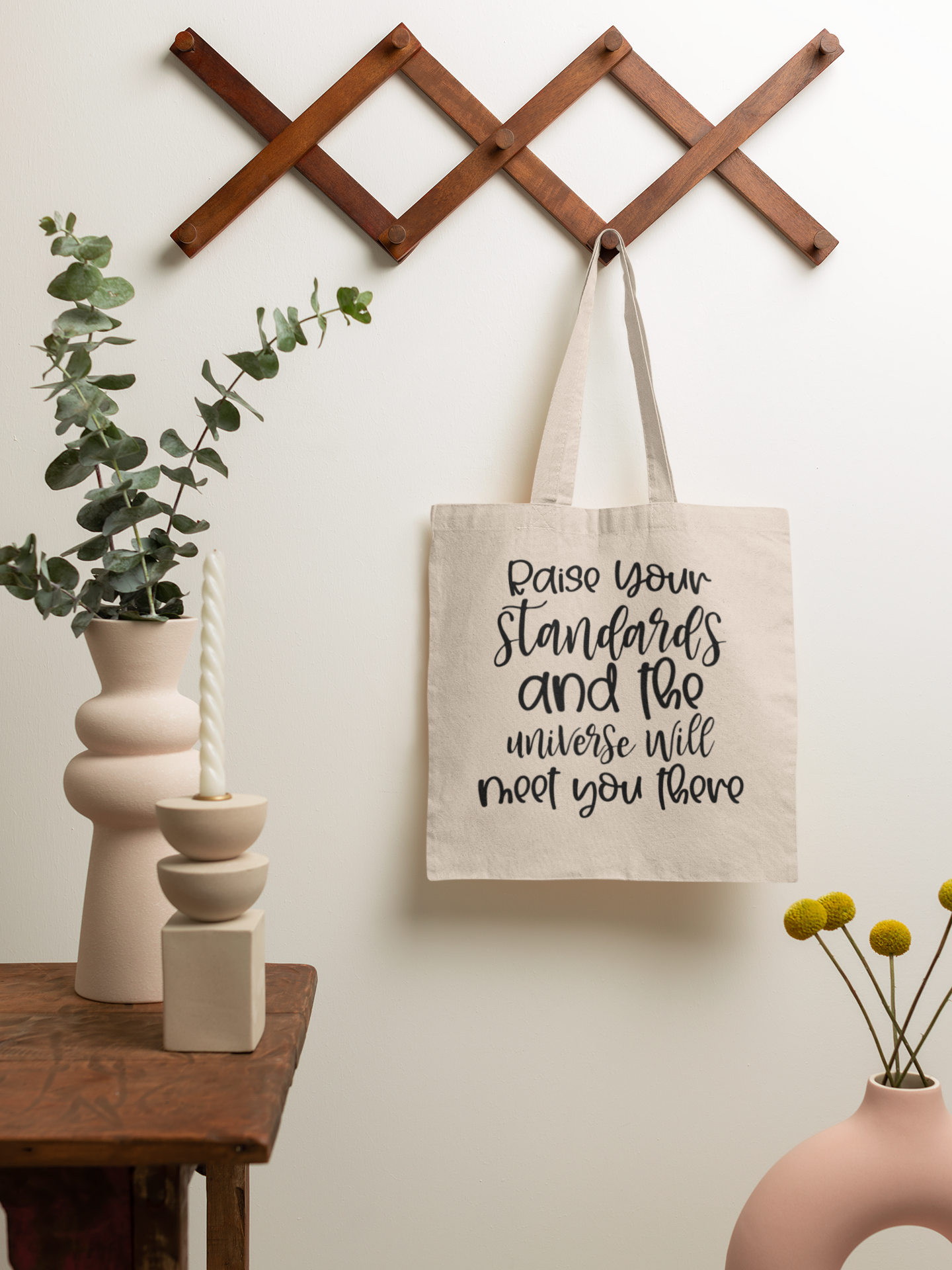 Raise your standards and universe will meet you there Cotton Canvas Tote Bag