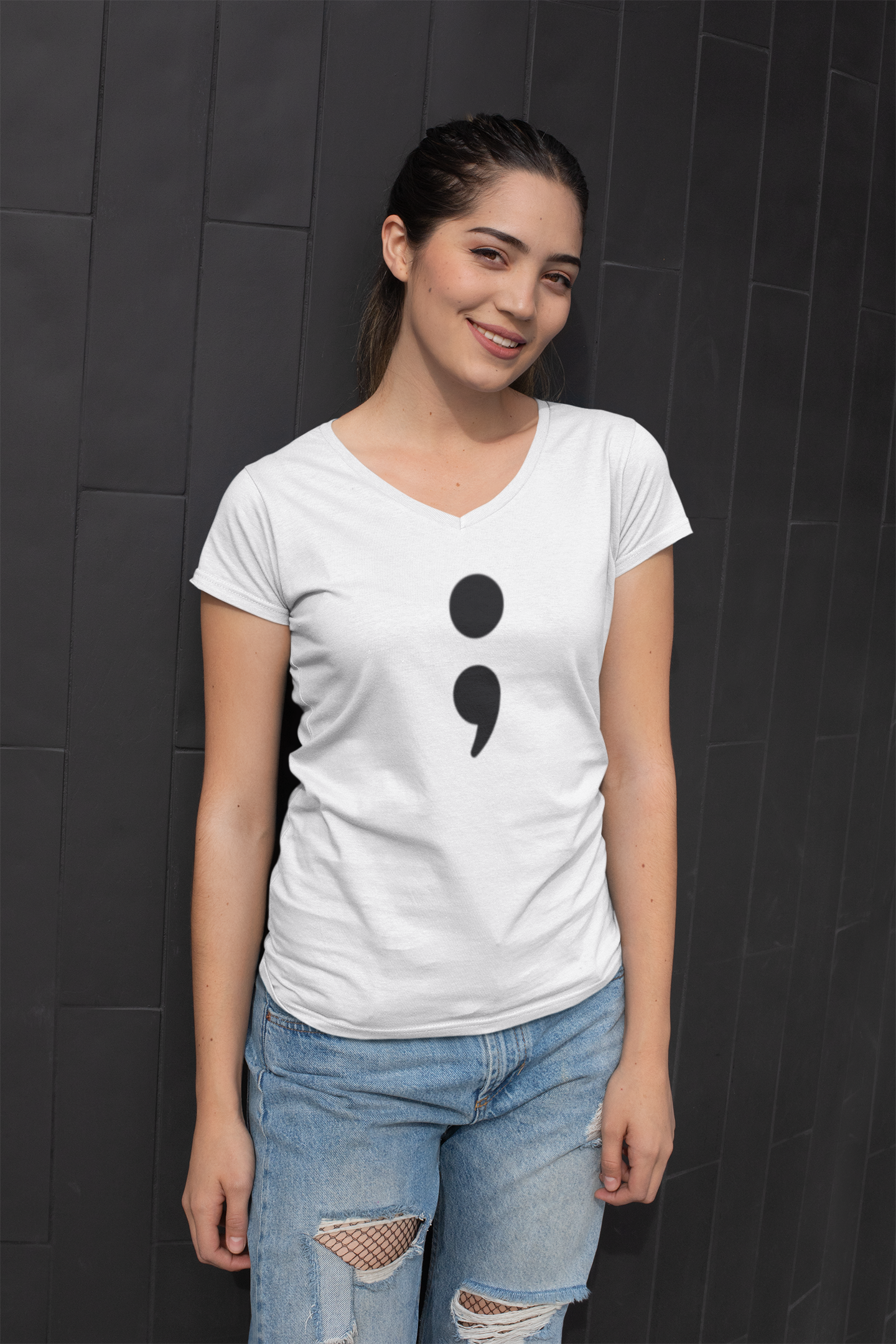 Semi Colon-Suicide Prevention Awareness-Heavy Cotton Tee