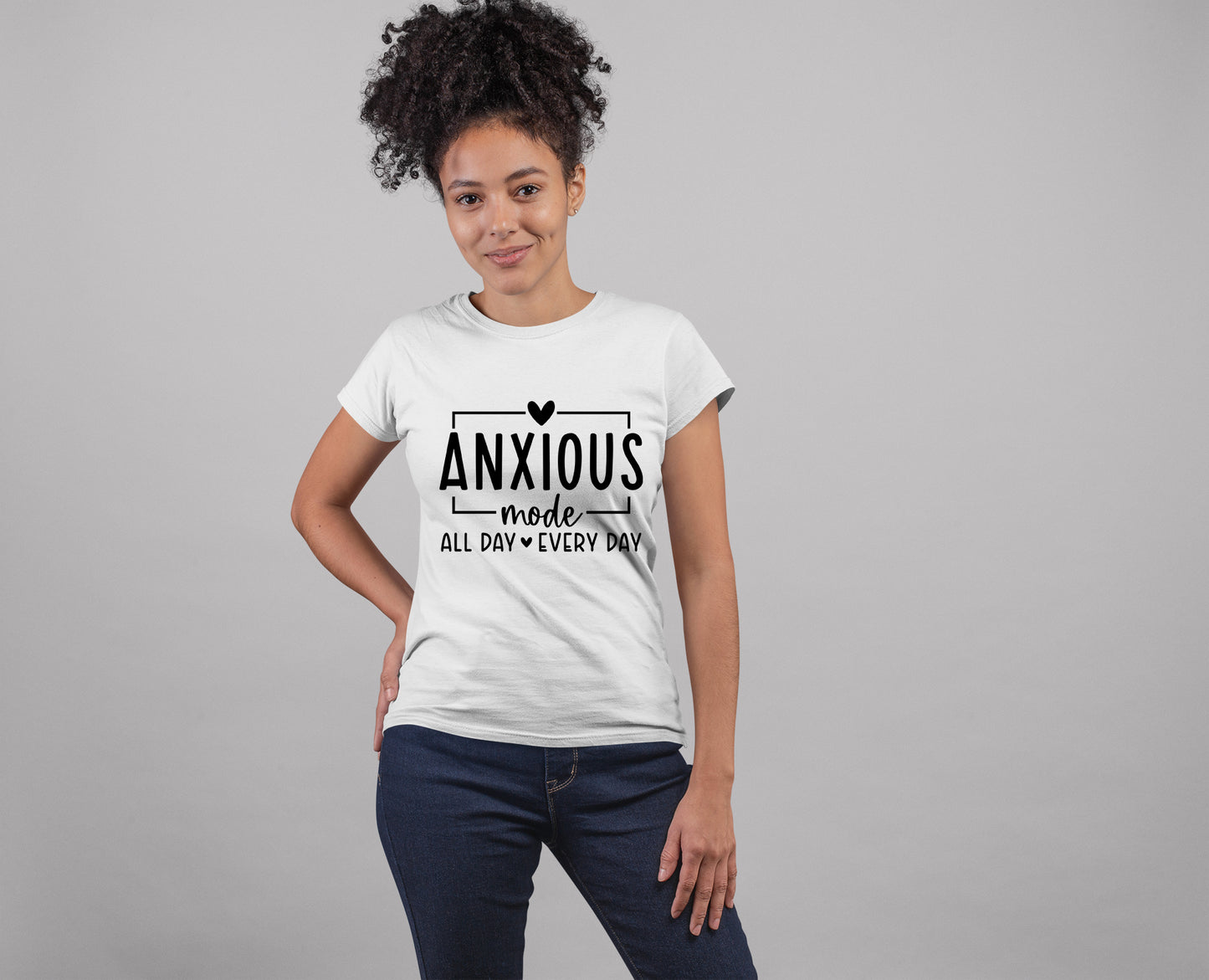 Anxious Mode-All day -everyday-Deep Breathe-Heavy Cotton Tee