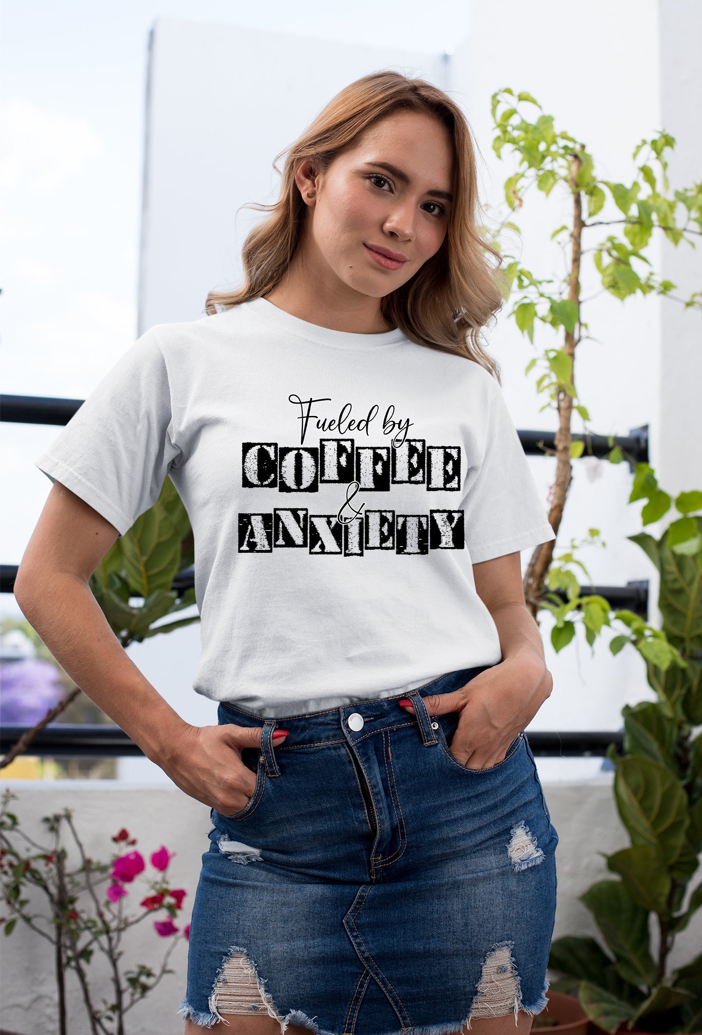 Fueled by coffee and Anxiety-Heavy Cotton Tee