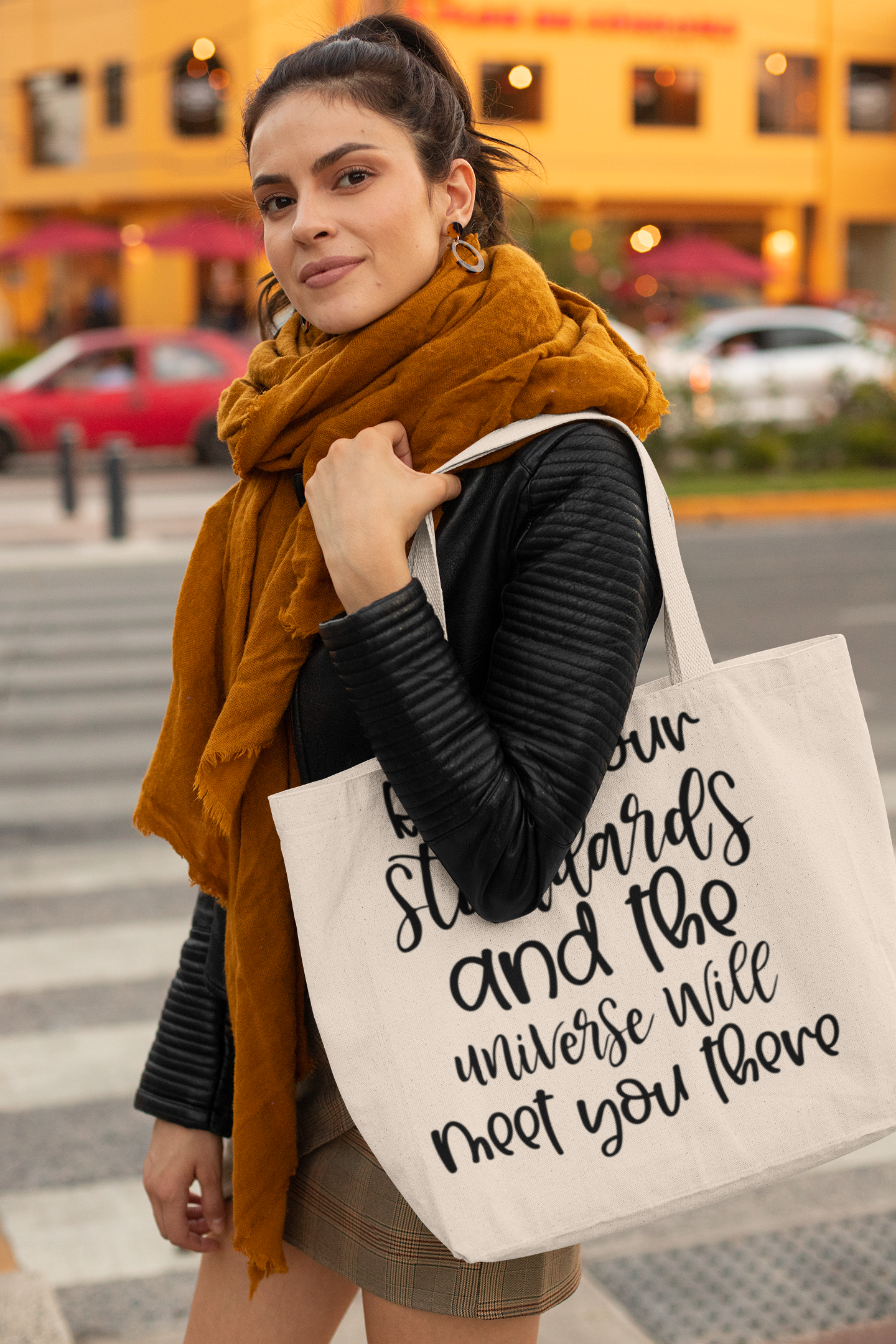 Raise your standards and universe will meet you there Cotton Canvas Tote Bag