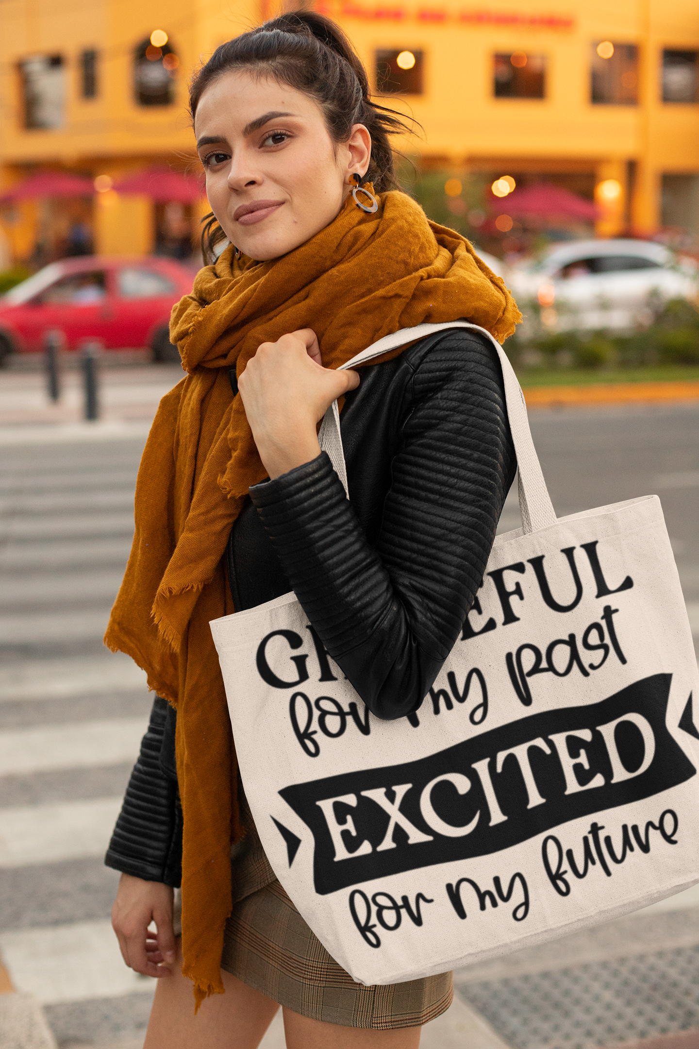 Grateful for my past excited for my future Cotton Canvas Tote Bag