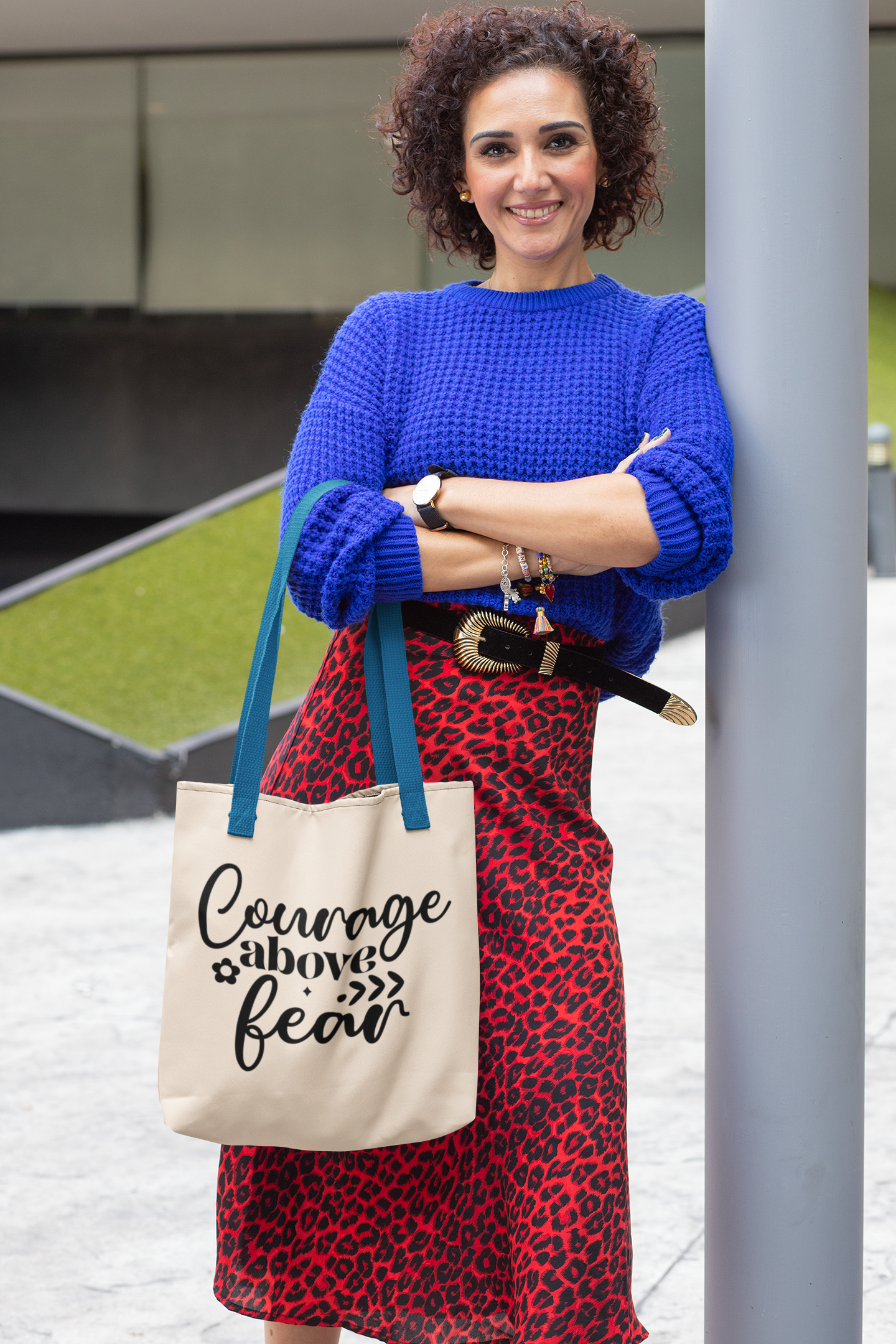 Courage Above Fear Cotton Canvas Tote Bag - Inspirational Eco-Friendly Shopper