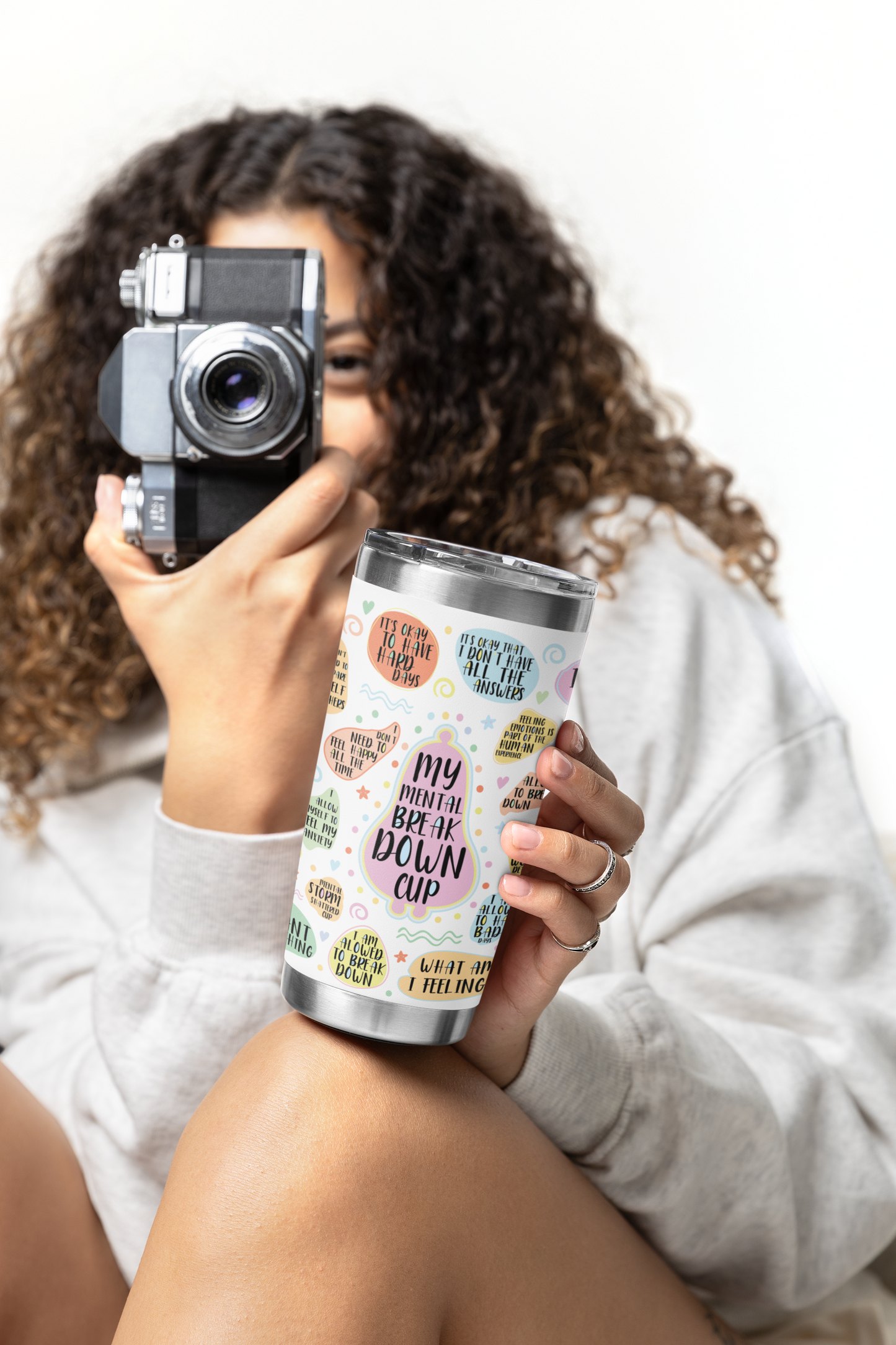 My Mental Breakdown Cup-Bohemian Art Skinny Tumbler - 20oz with Straw, Inspirational Quote