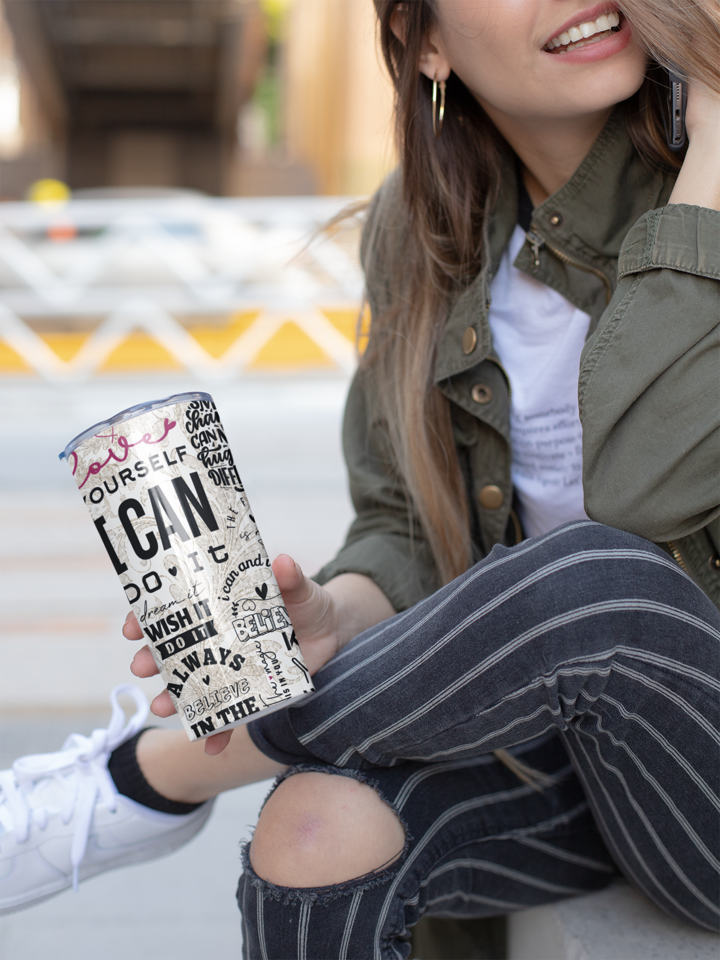 I Can Do It- Self Love Skinny Tumbler with Straw, 20oz