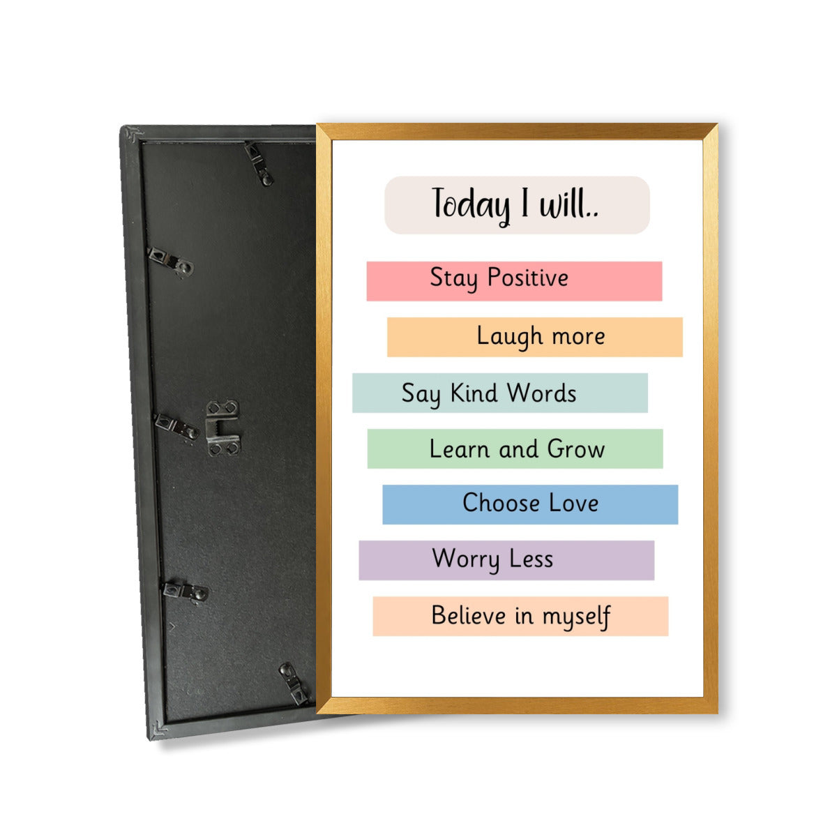 "Today I Will" Affirmations Poster with Frame – Empower Your Day