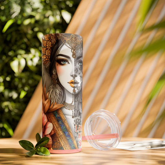 Im strong in my mind, body and spirit -Affirmation Art Skinny Tumbler - 20oz with Straw