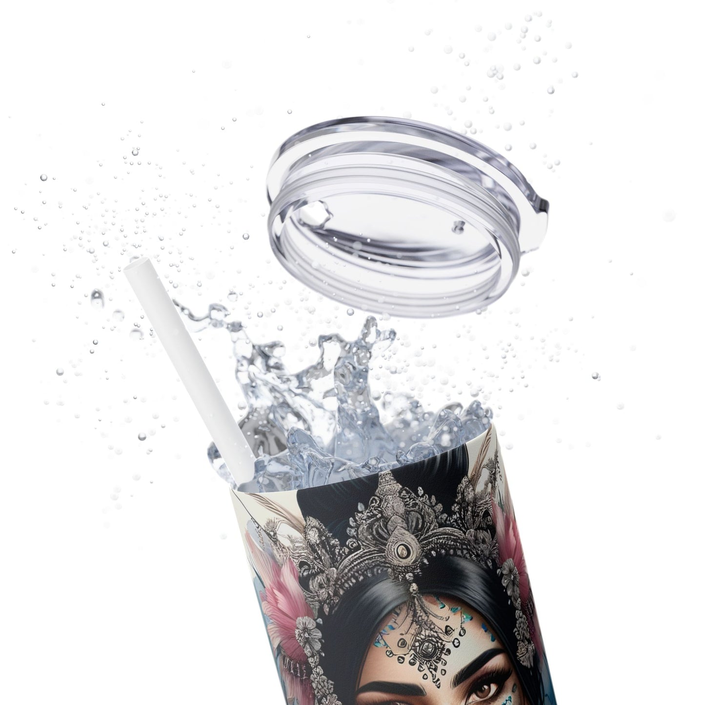 Take a break and be yourself-Bohemian Art Skinny Tumbler - 20oz with Straw, Inspirational Quote