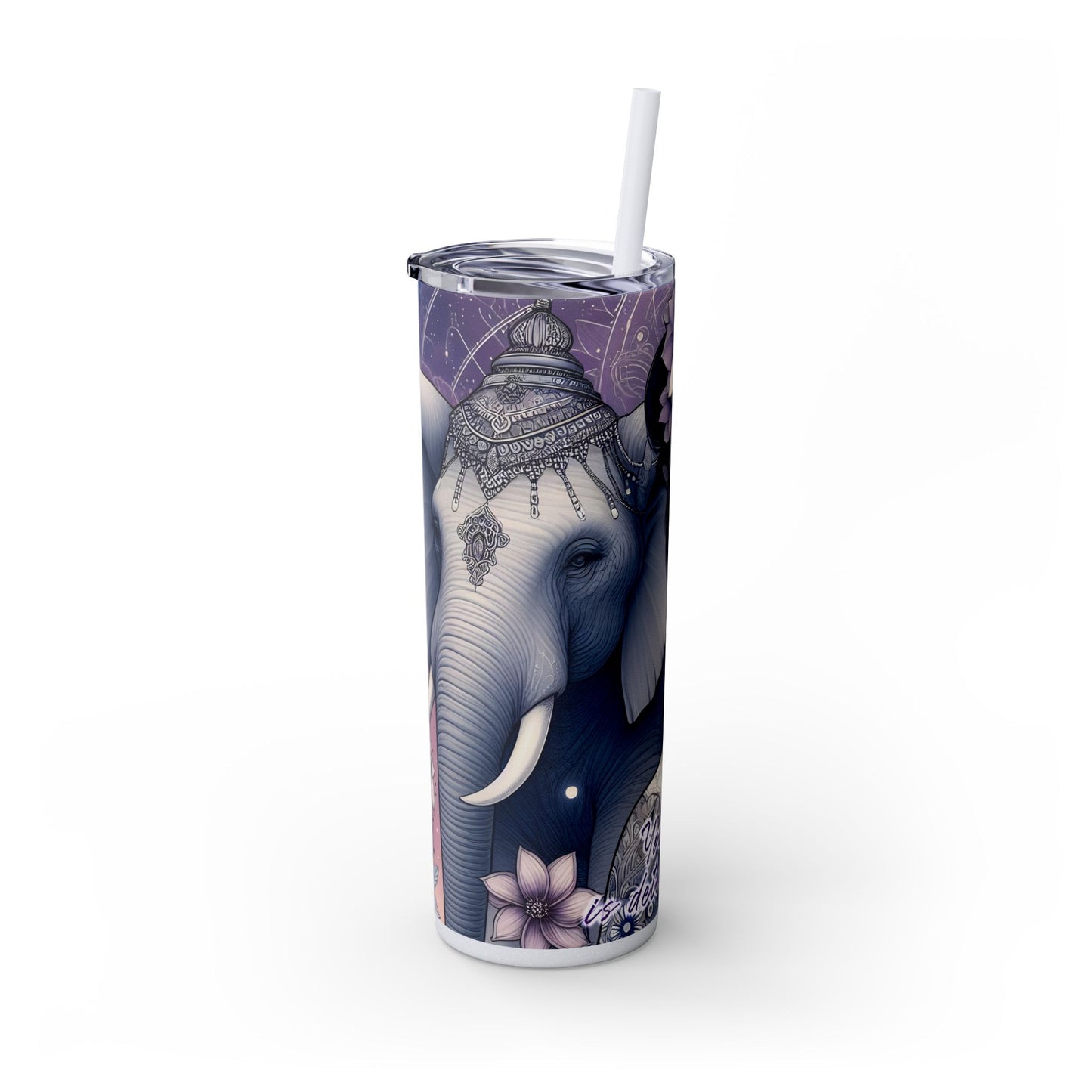 Your Self-Worth is determined by you -Affirmation Art Skinny Tumbler - 20oz with Straw