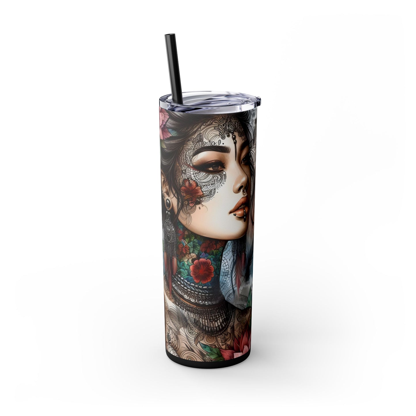 With every breath i feel stronger-Affirmation Art Skinny Tumbler - 20oz with Straw