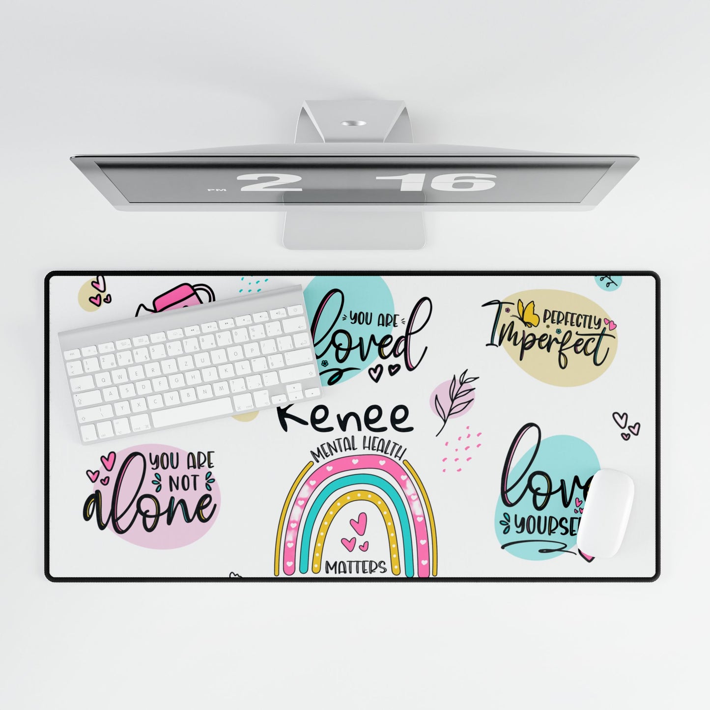 Personalized Mental Health Desk Mat - Inspiring Affirmations & Colorful Design