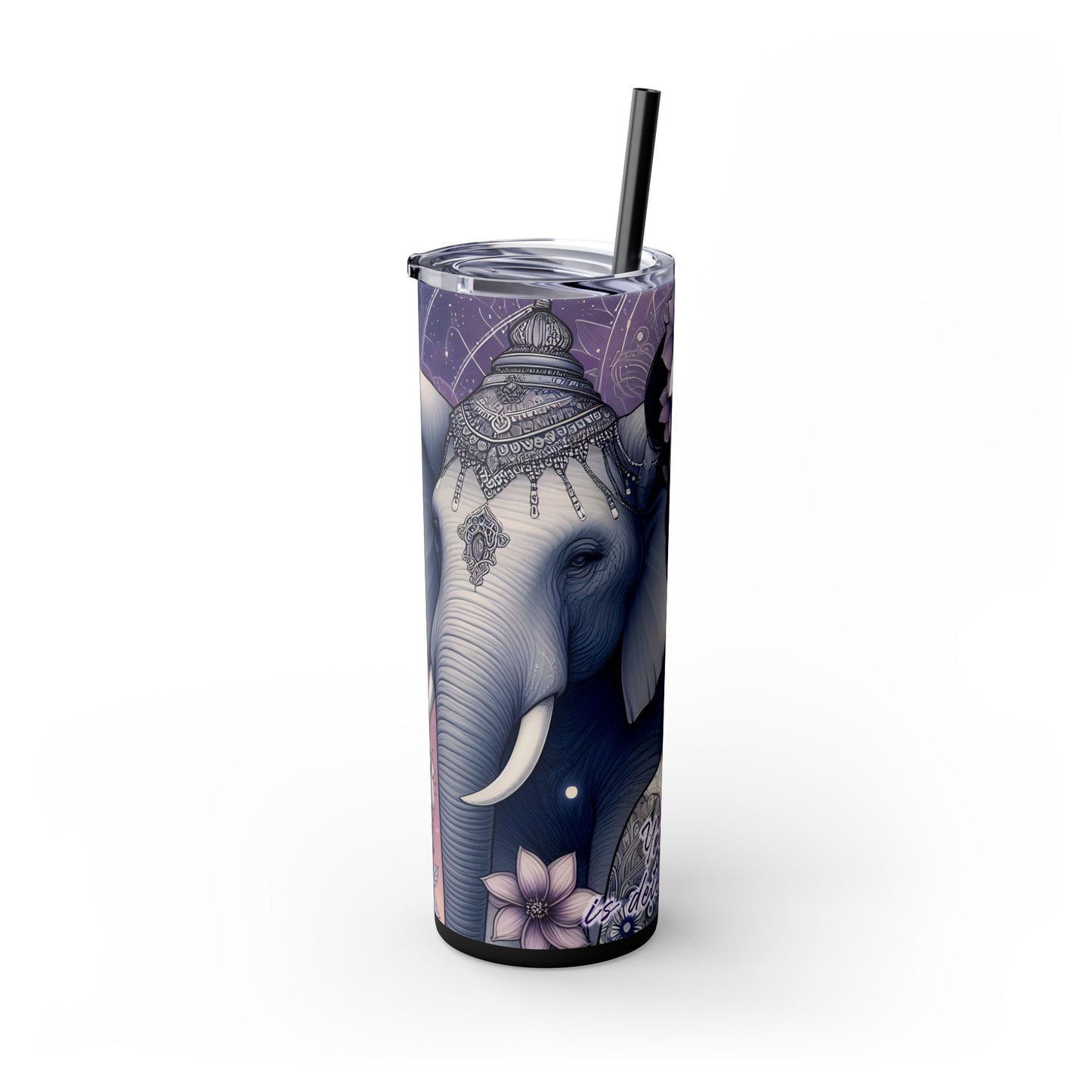 Your Self-Worth is determined by you -Affirmation Art Skinny Tumbler - 20oz with Straw