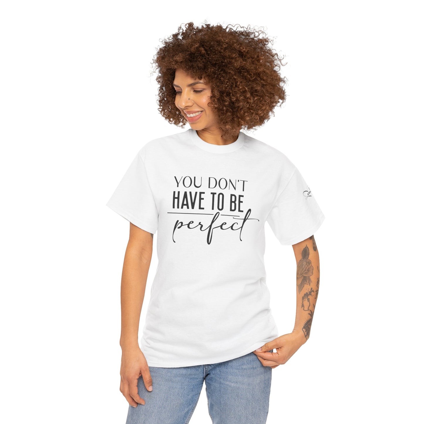 Inspirational Unisex Heavy Cotton Tee - 'You Don't Have to Be Perfect-you are enough'