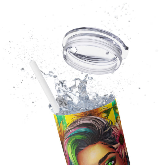 Shine and Bright -Affirmation Art Skinny Tumbler - 20oz with Straw