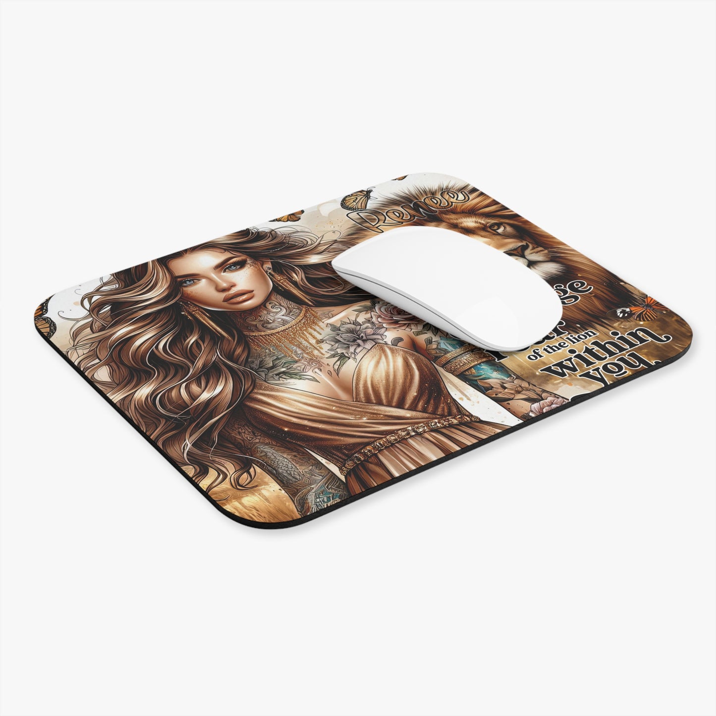 Inspirational Mouse Pad - Courage is the Roar of the Lion Within You - Perfect Gift for Strength and Empowerment