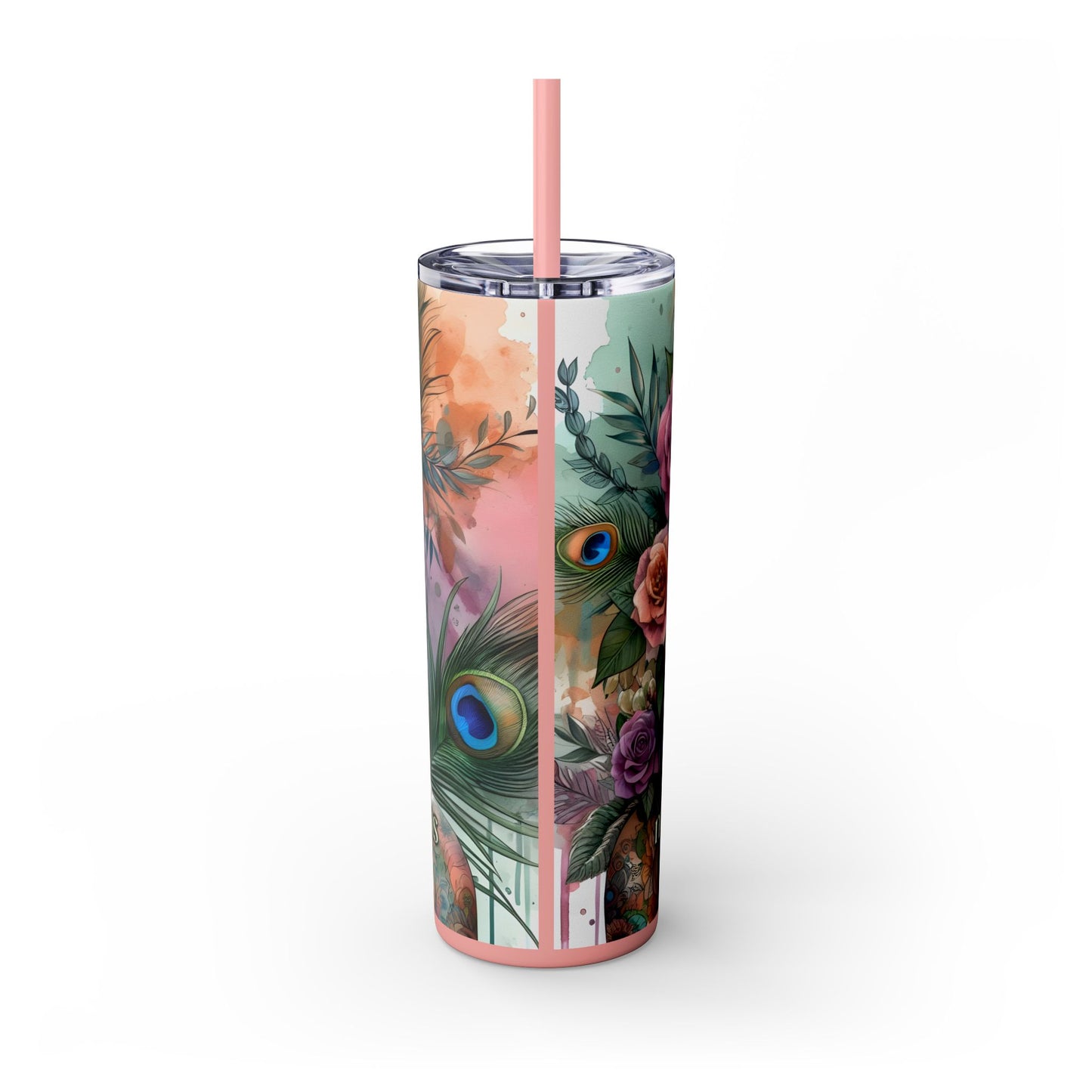 I Love My Body,Mind,Dreams,Goals-Affirmation Art Skinny Tumbler - 20oz with Straw