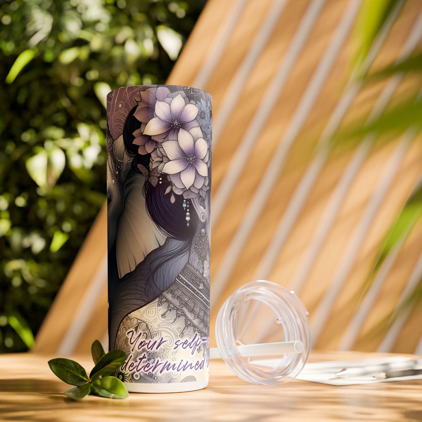 Your Self-Worth is determined by you -Affirmation Art Skinny Tumbler - 20oz with Straw