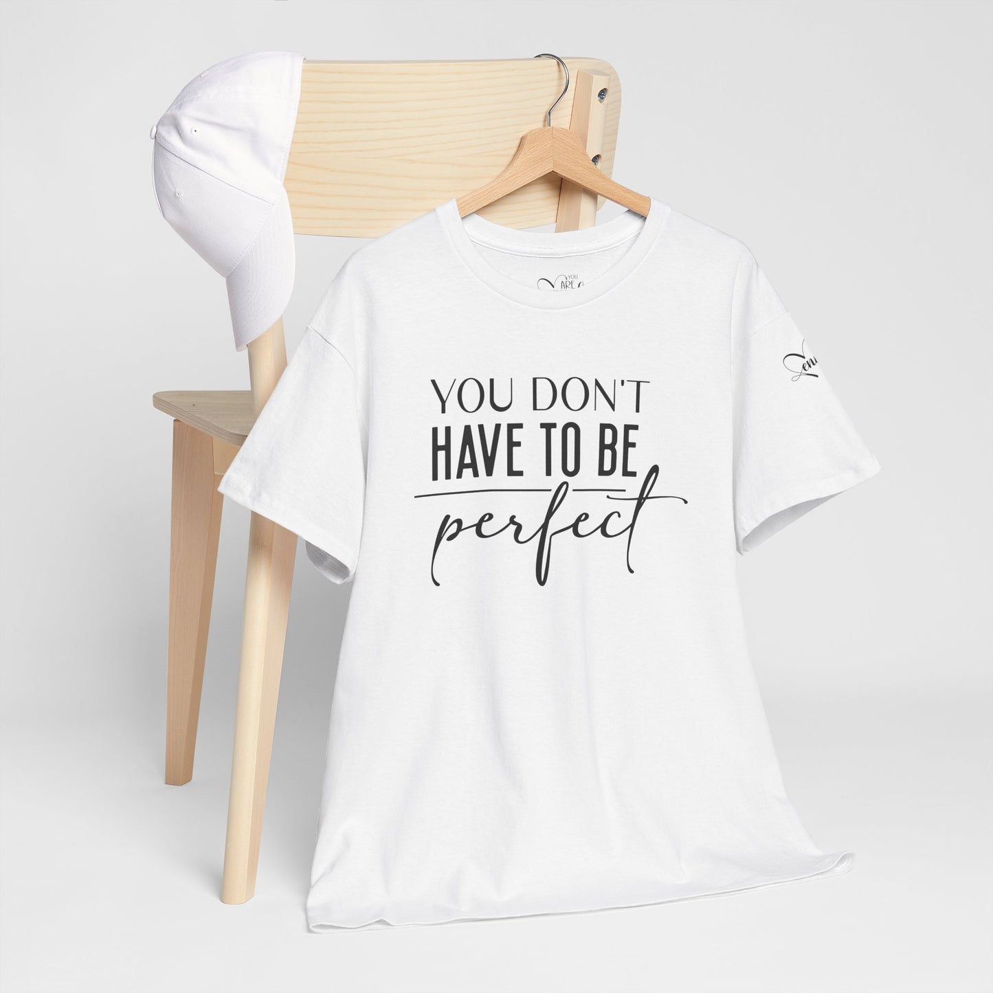 Inspirational Unisex Heavy Cotton Tee - 'You Don't Have to Be Perfect-you are enough'