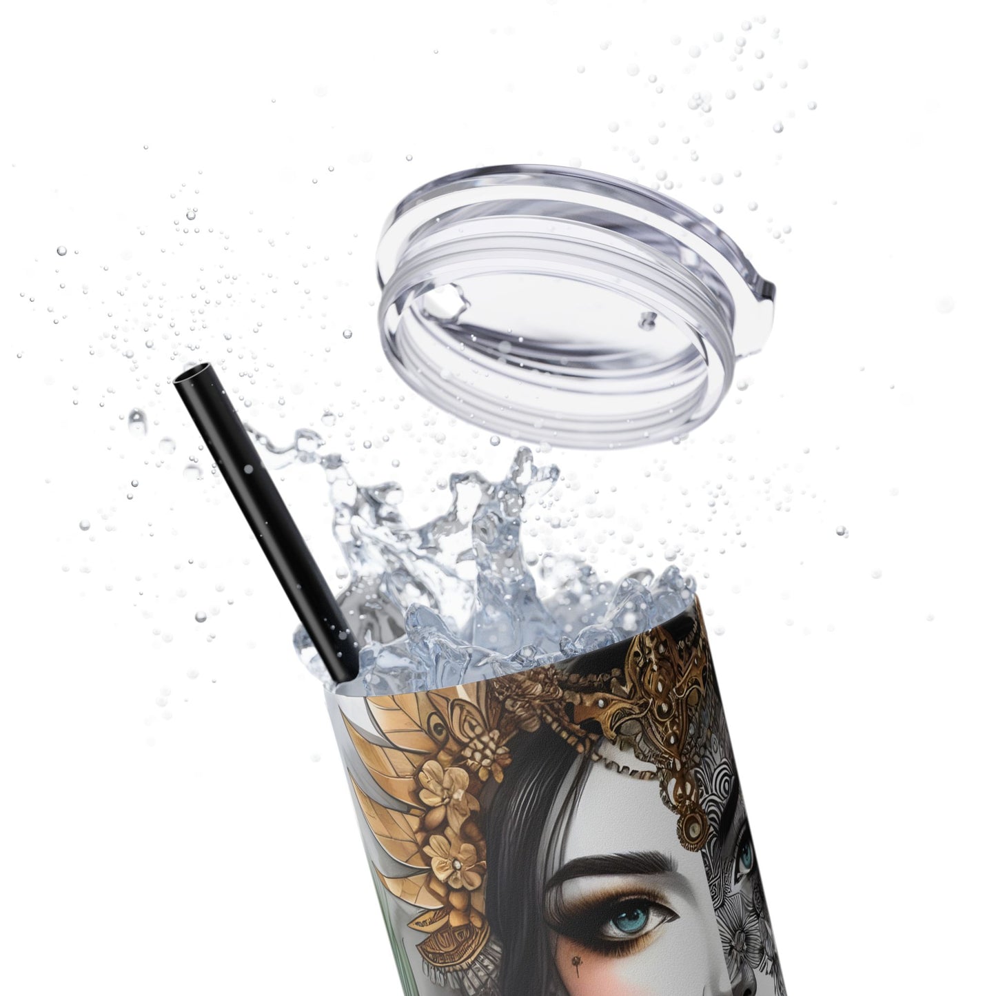 Im strong in my mind, body and spirit -Affirmation Art Skinny Tumbler - 20oz with Straw