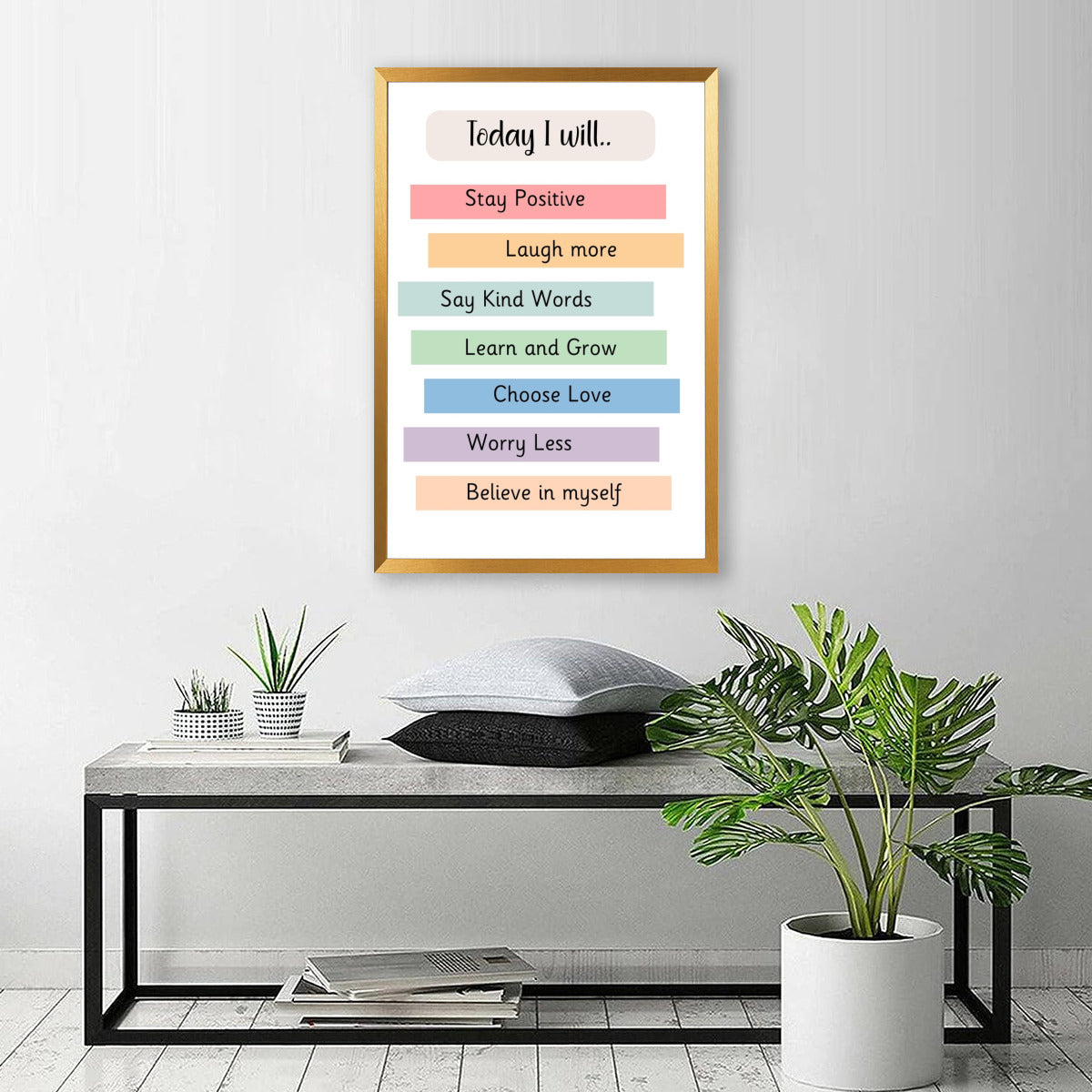 "Today I Will" Affirmations Poster with Frame – Empower Your Day