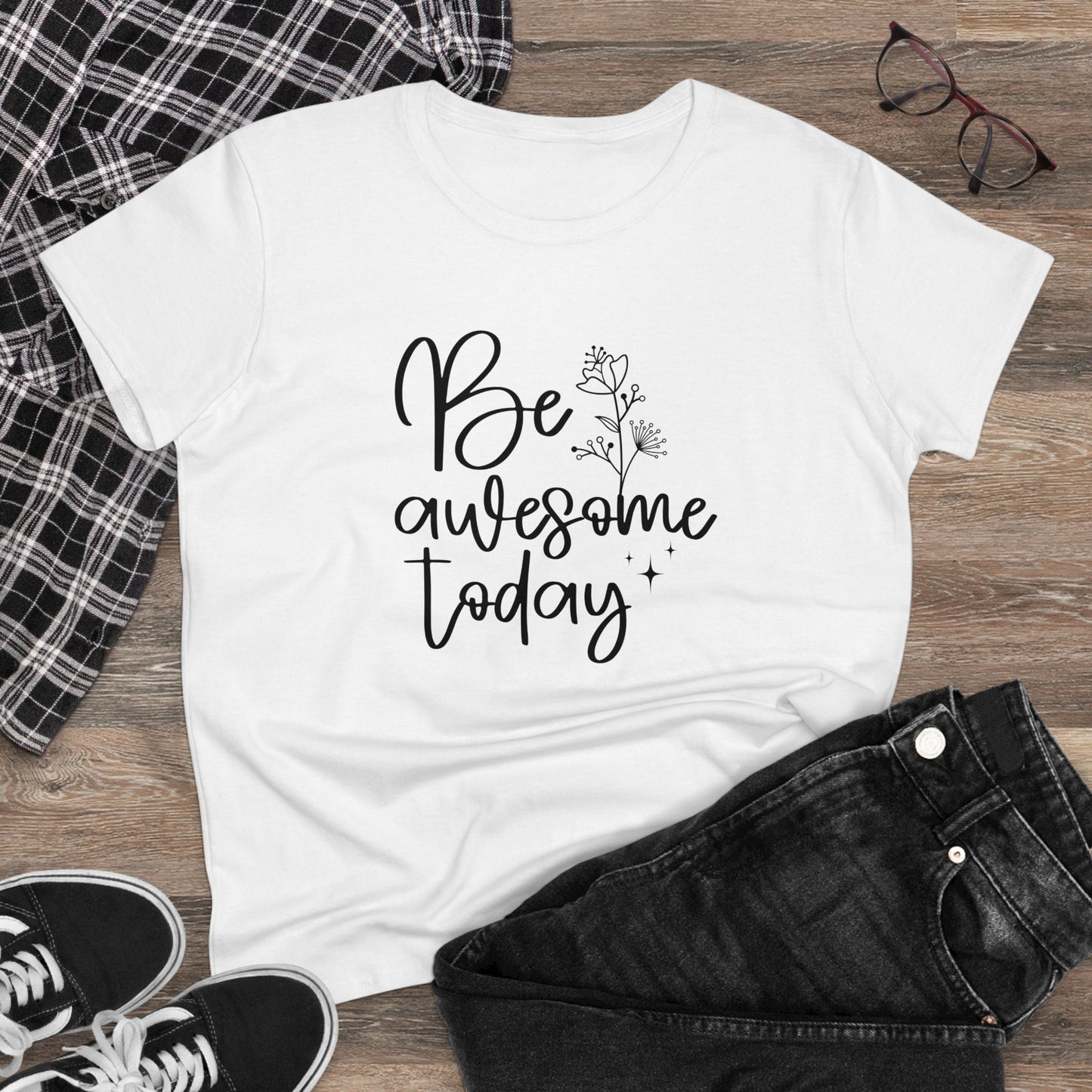 Inspirational Women's Midweight Cotton Tee - 'Be Awesome Today'