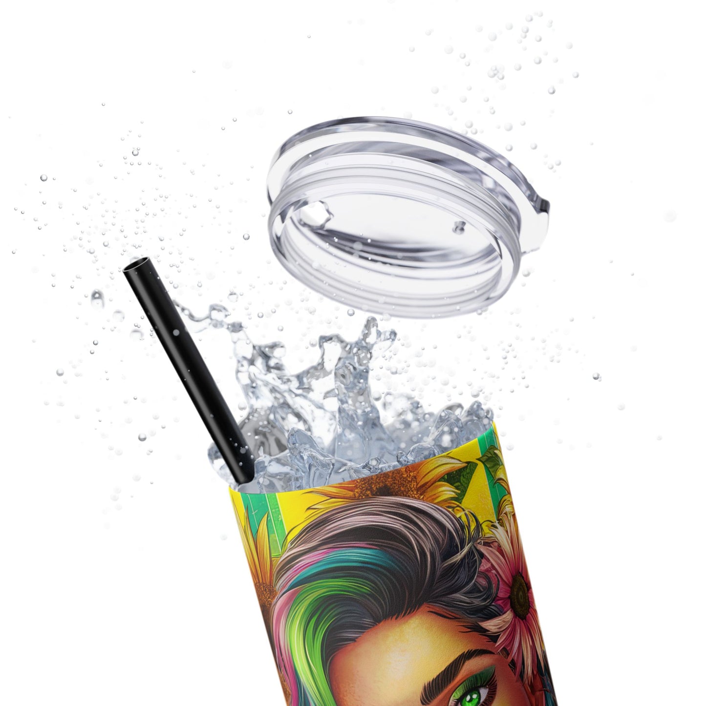 Shine and Bright -Affirmation Art Skinny Tumbler - 20oz with Straw