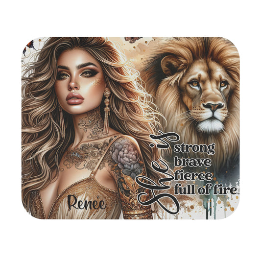 She is strong, brave, fierce-full of fire-Customisable-Mouse Pad (Rectangle)