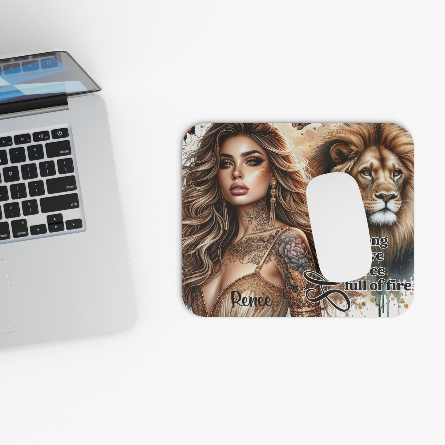 She is strong, brave, fierce-full of fire-Customisable-Mouse Pad (Rectangle)