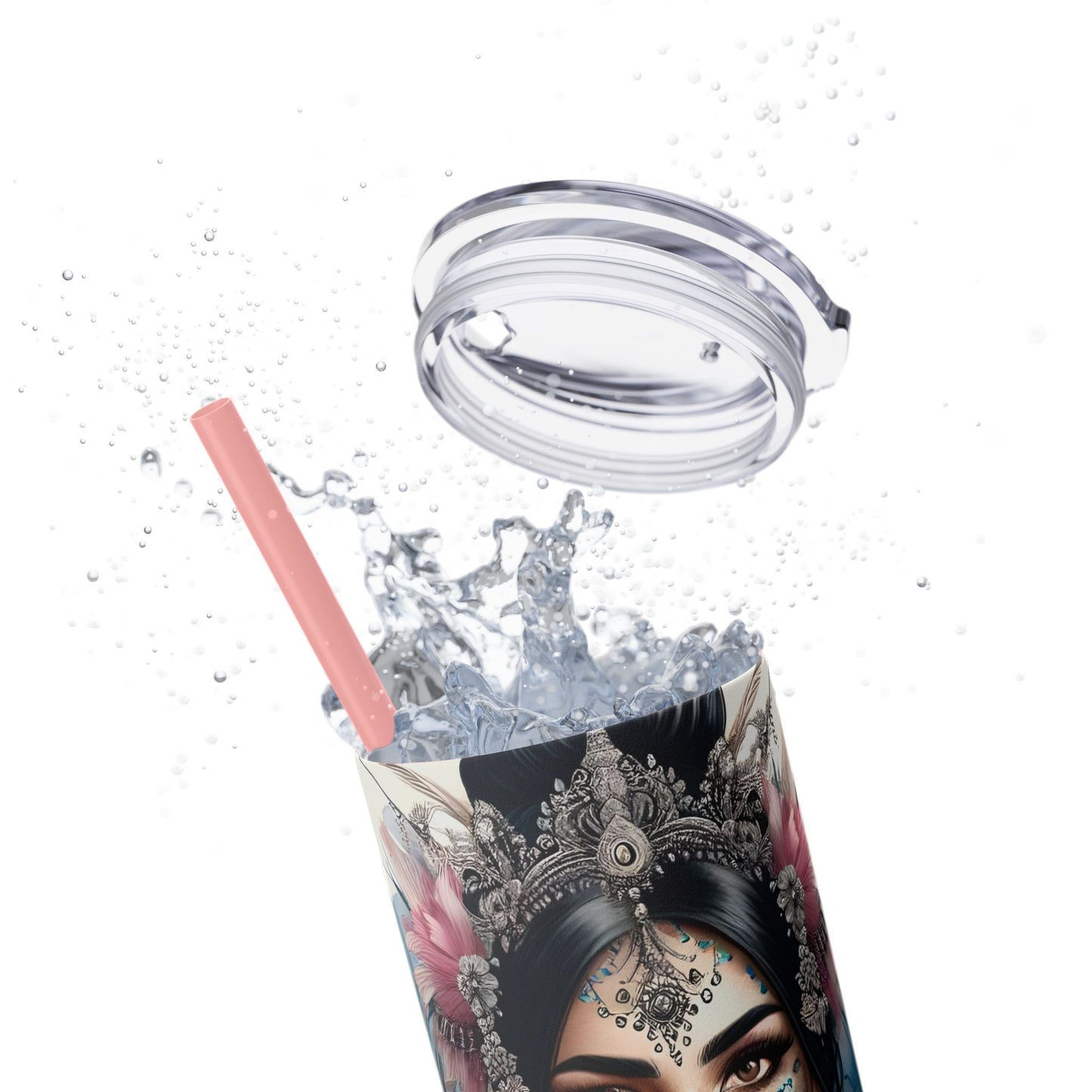 Take a break and be yourself-Bohemian Art Skinny Tumbler - 20oz with Straw, Inspirational Quote