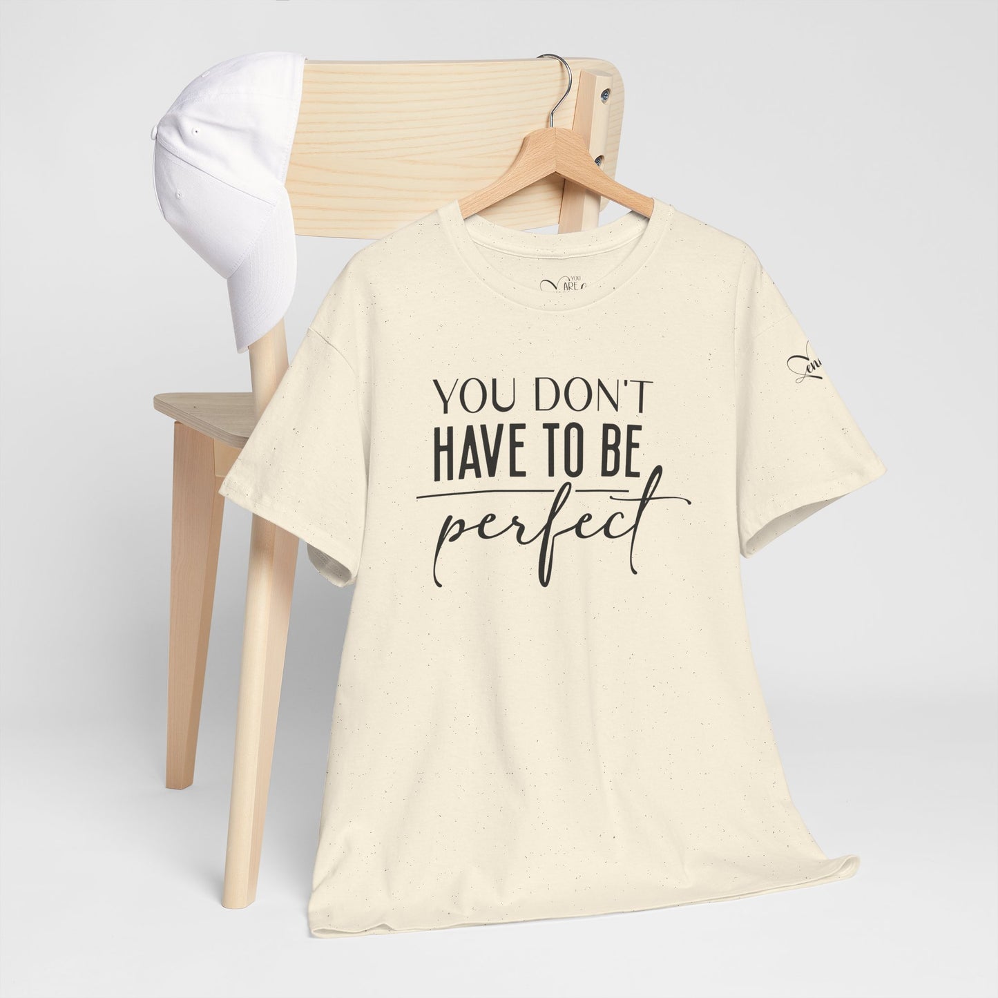 Inspirational Unisex Heavy Cotton Tee - 'You Don't Have to Be Perfect-you are enough'