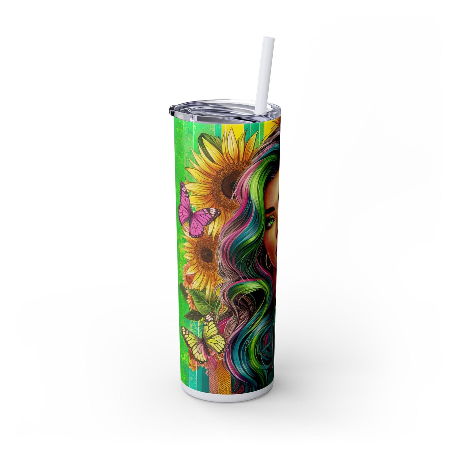 Shine and Bright -Affirmation Art Skinny Tumbler - 20oz with Straw