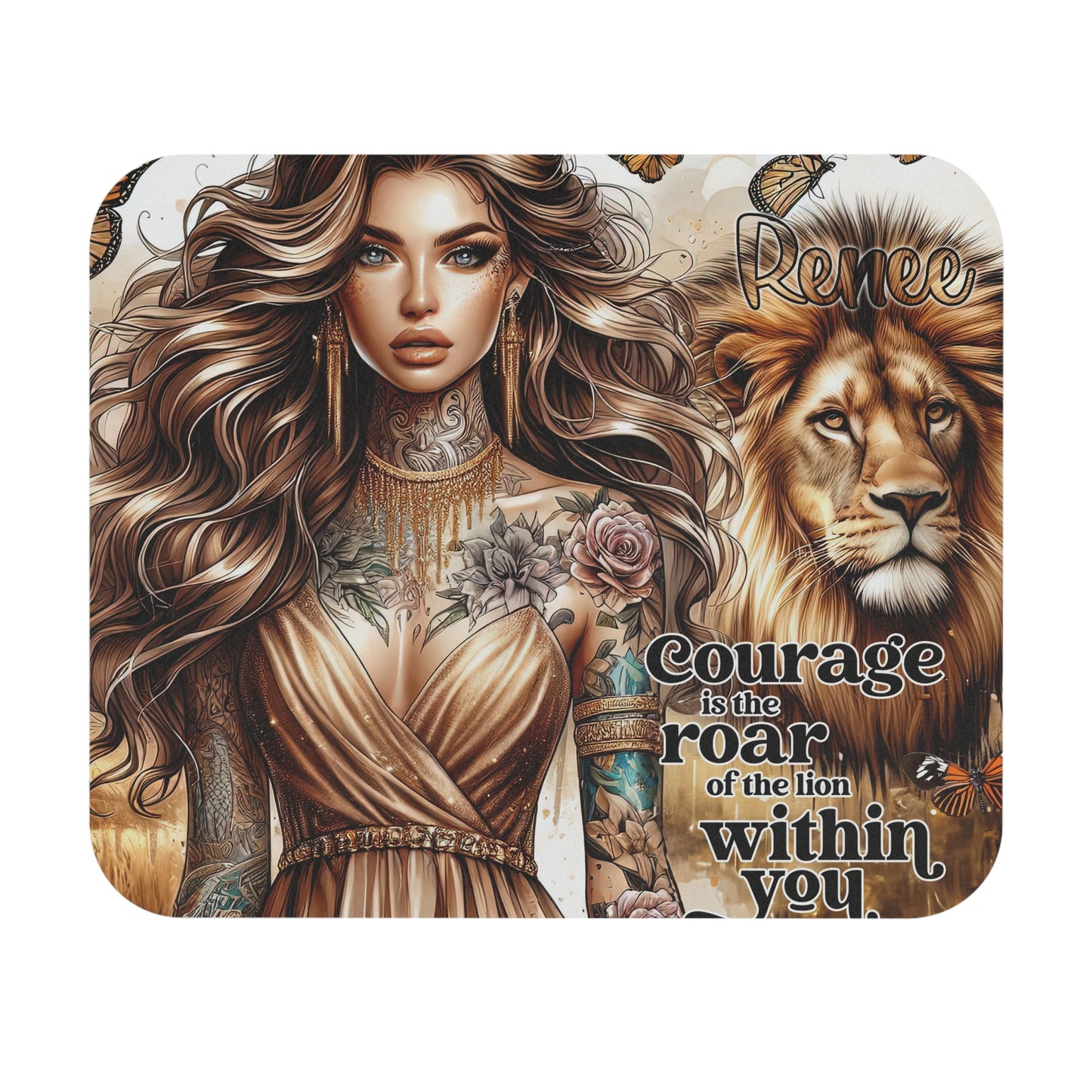 Inspirational Mouse Pad - Courage is the Roar of the Lion Within You - Perfect Gift for Strength and Empowerment