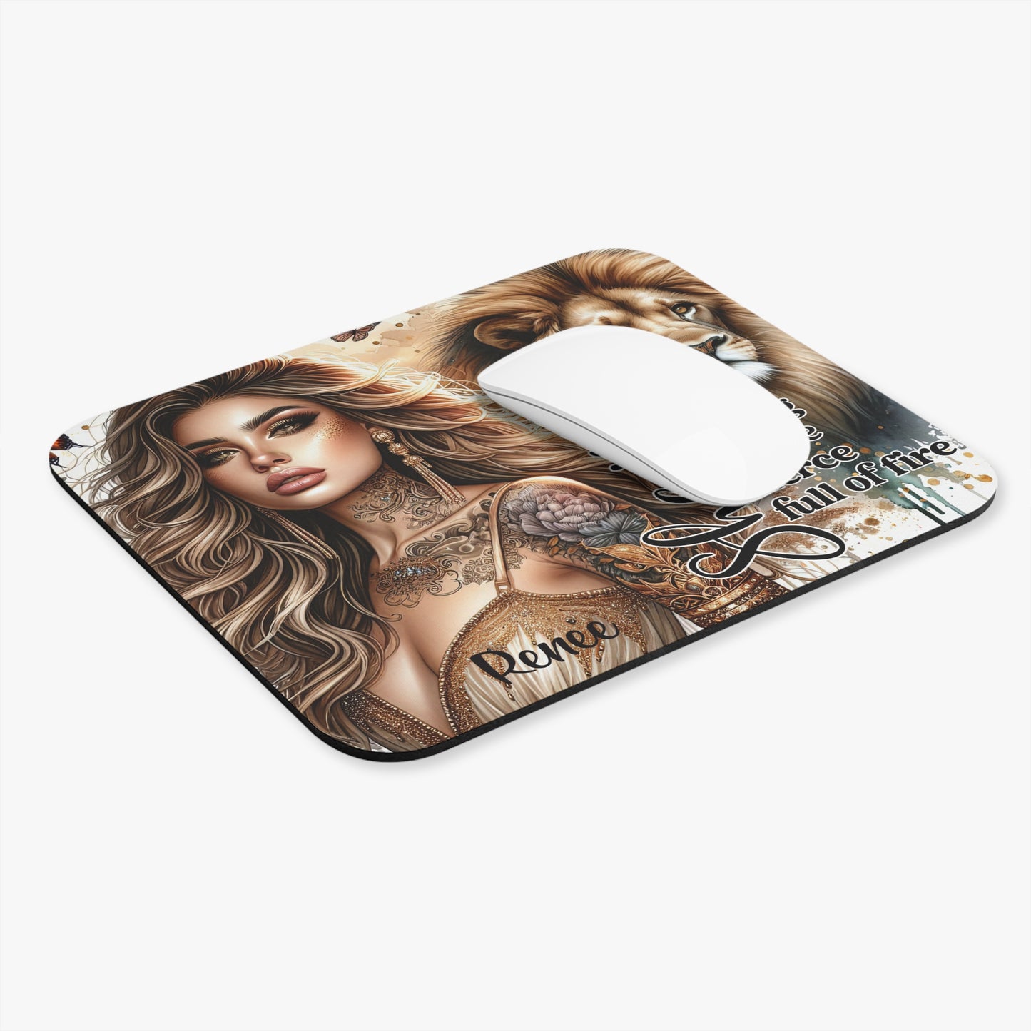 She is strong, brave, fierce-full of fire-Customisable-Mouse Pad (Rectangle)