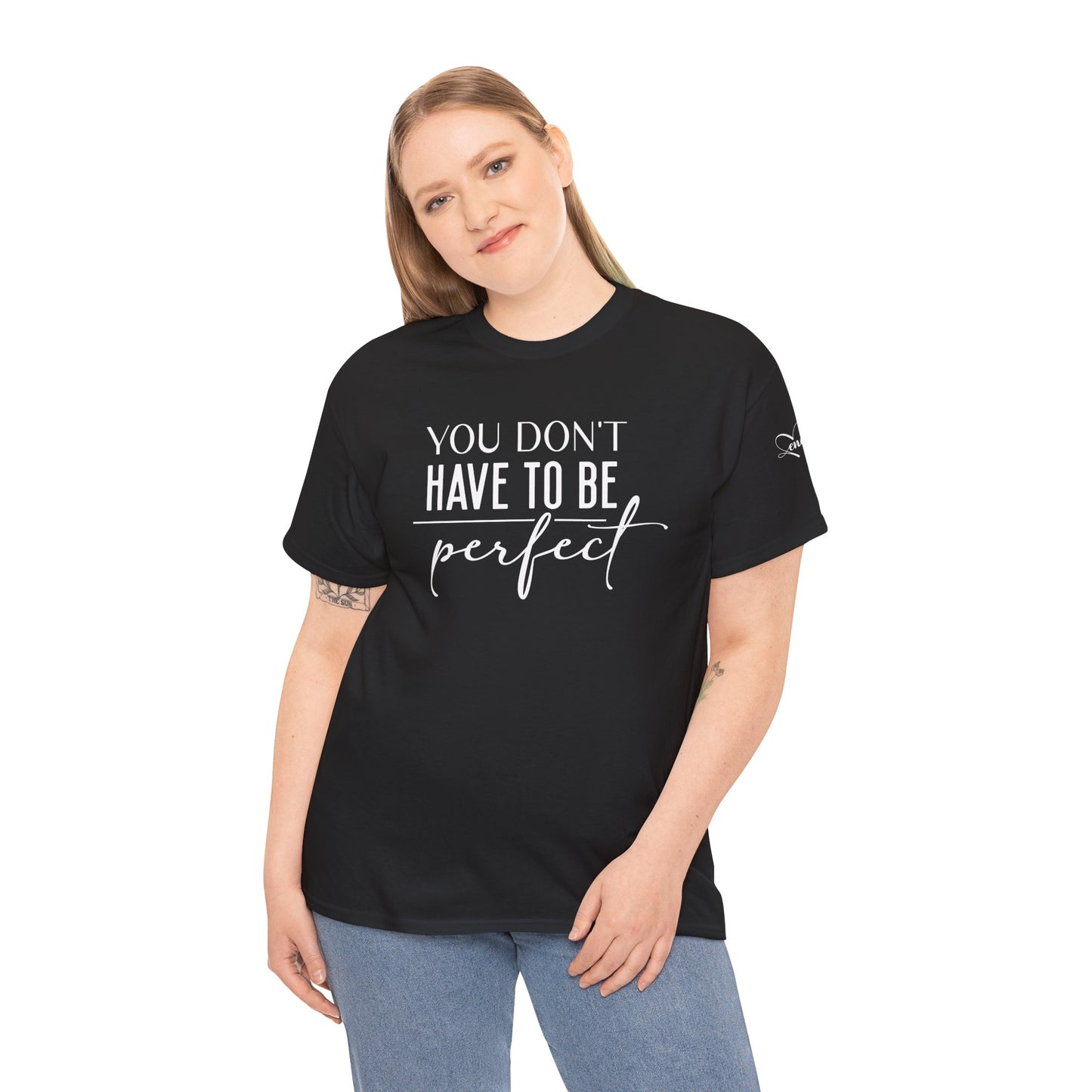 Inspirational Unisex Heavy Cotton Tee - 'You Don't Have to Be Perfect-you are enough'