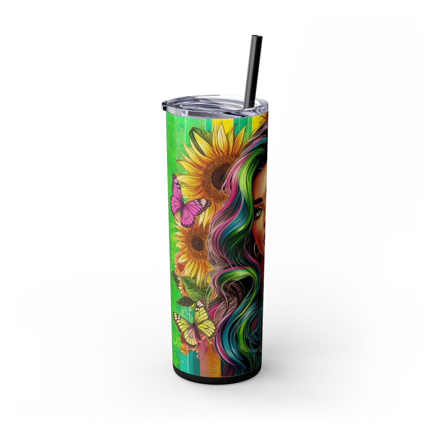 Shine and Bright -Affirmation Art Skinny Tumbler - 20oz with Straw