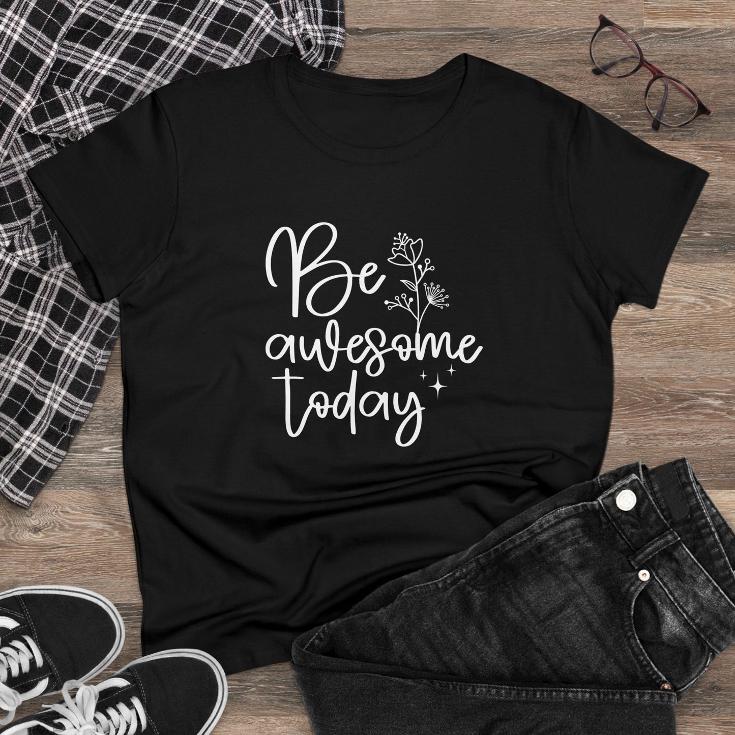 Inspirational Women's Midweight Cotton Tee - 'Be Awesome Today'