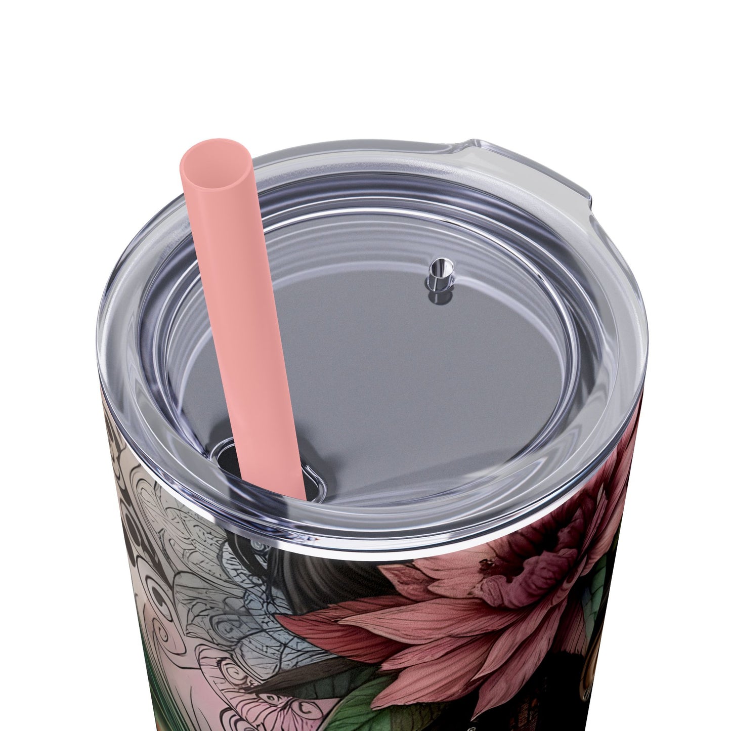 With every breath i feel stronger-Affirmation Art Skinny Tumbler - 20oz with Straw