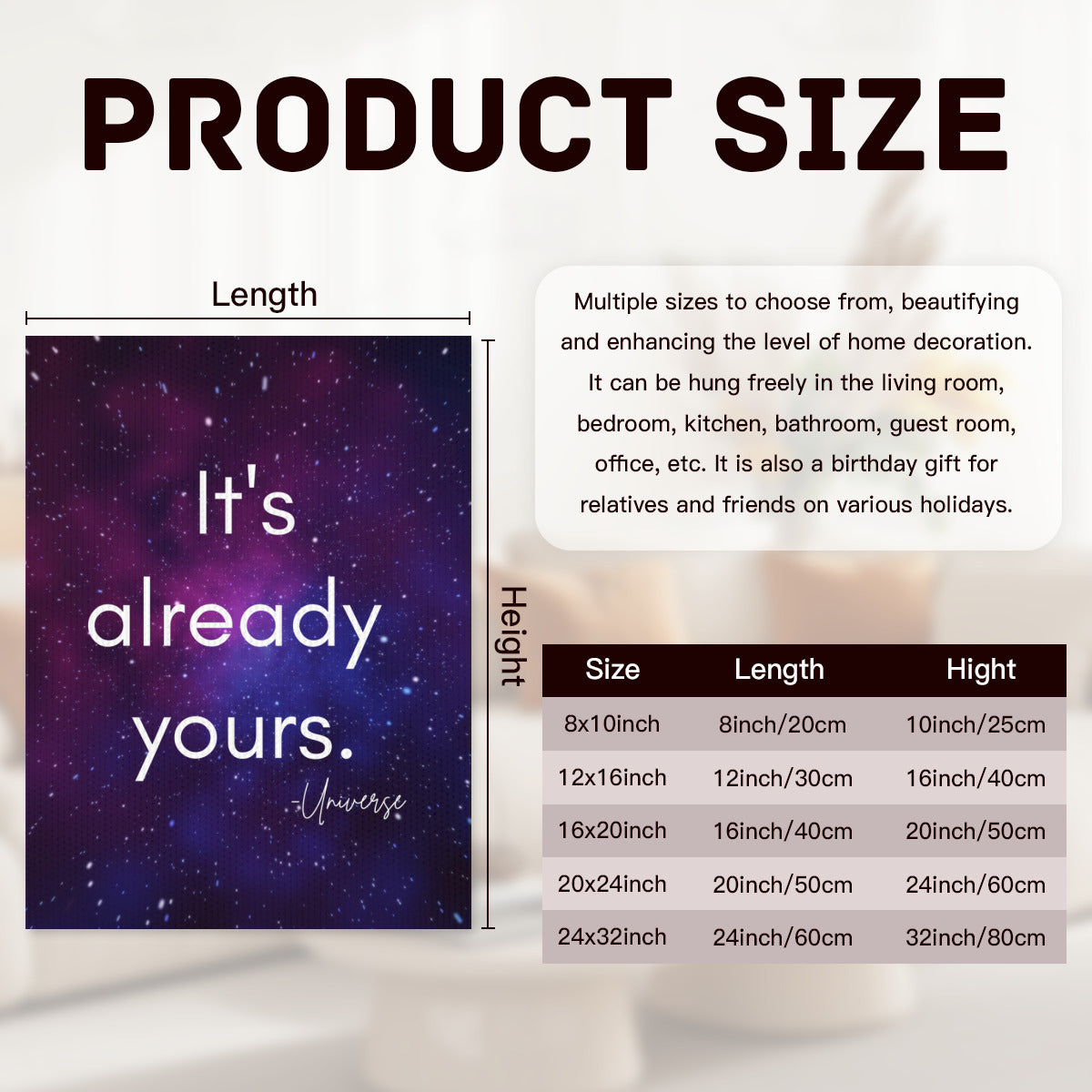 "It's Already Yours" Manifestation Poster with Frame – Bring Your Dreams to Life